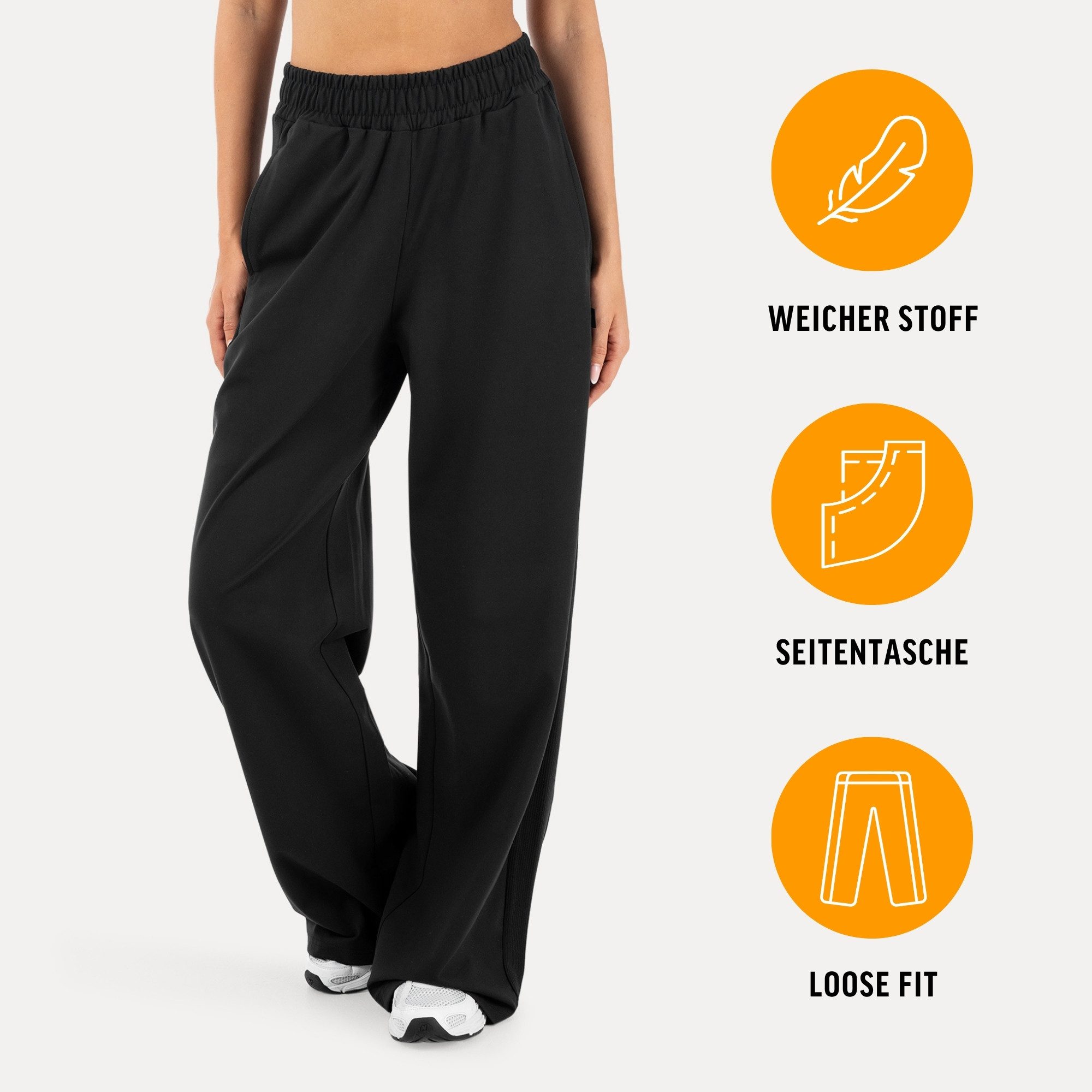 Smilodox Jogginghose Jora, Loose Fit Damen, Trainingshose mit High-Waist & Wide-Leg weiches Material, weites Bein, Baggy Fit, Gym & Homewear
