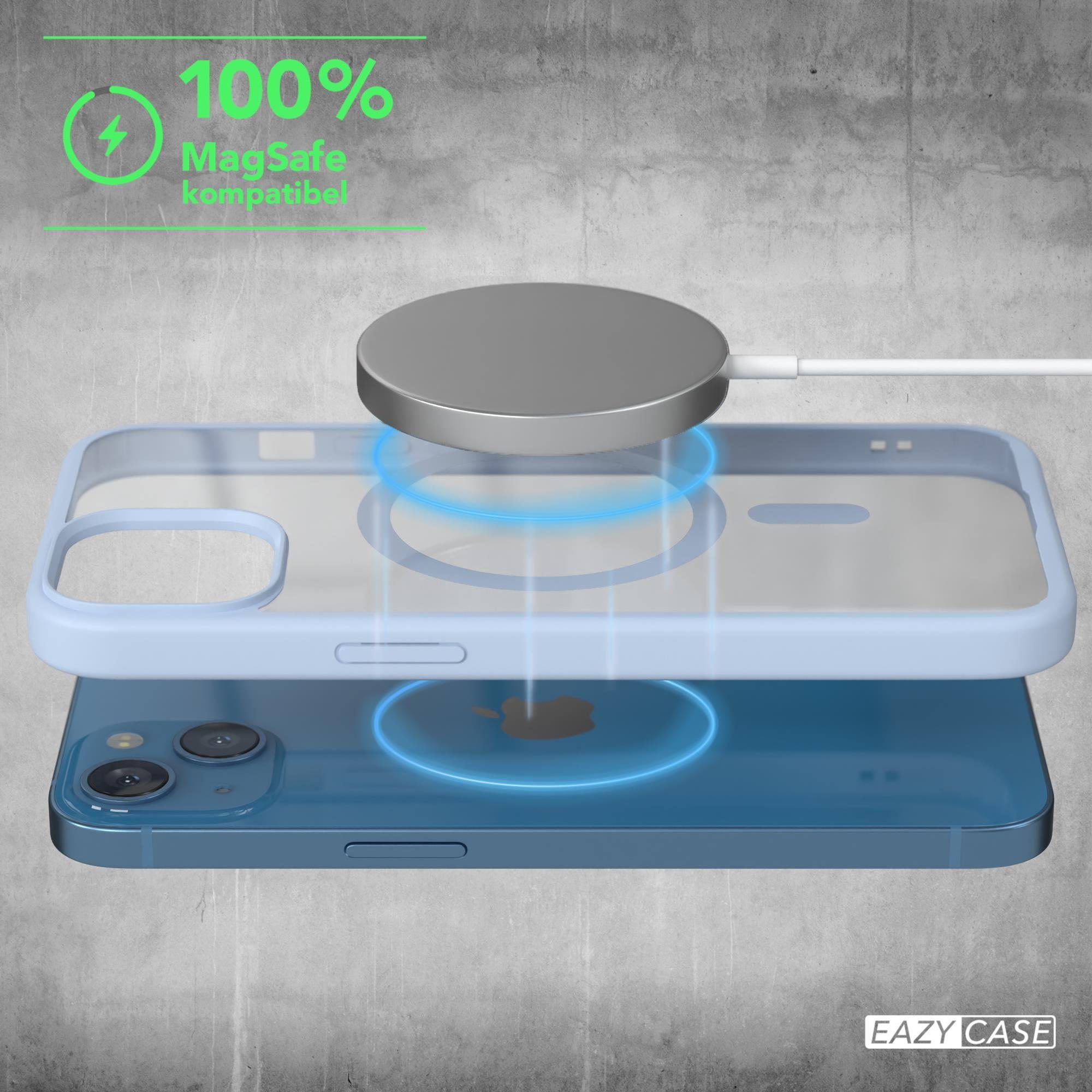 EAZY CASE Handyhülle Transparente Hülle mit MagSafe für iPhone 13 6,1 Zoll, Softcase, Schutzhülle mit Displayschutz, stoßfest, kratzfest, Hellblau – Bild 3 von 5
