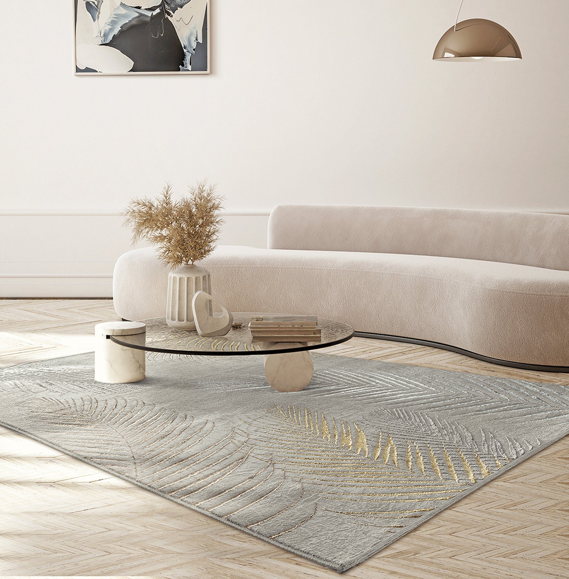 Moderner Teppich Wohnzimmer Kurzflor Teppich Konturenschnitt In Uni Creme 