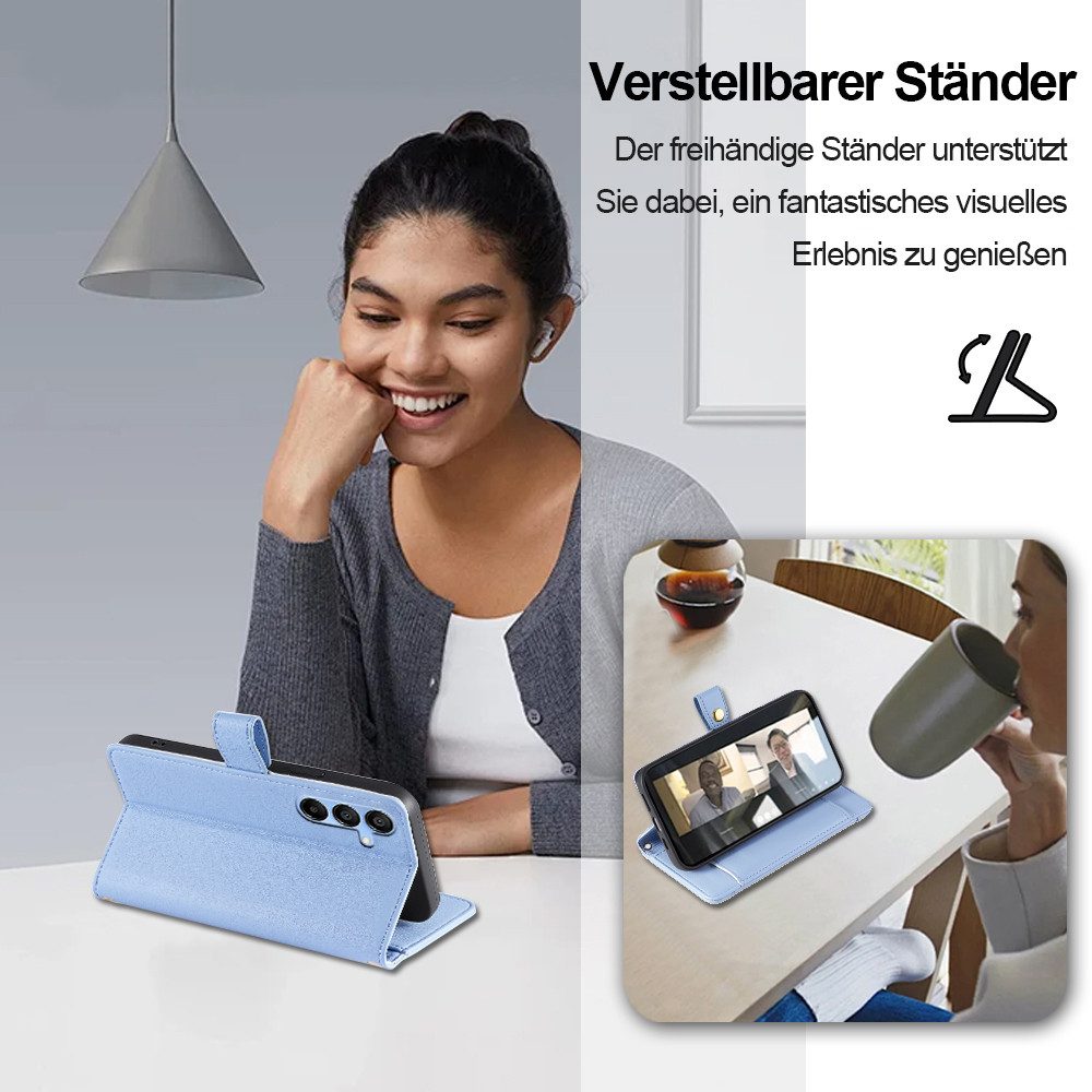 betterfon Handykette für Samsung Galaxy Leder Umhänge Hülle mit Kartenfächer, Hände frei – mit Silikonhülle & Schnur für flexiblen Alltag