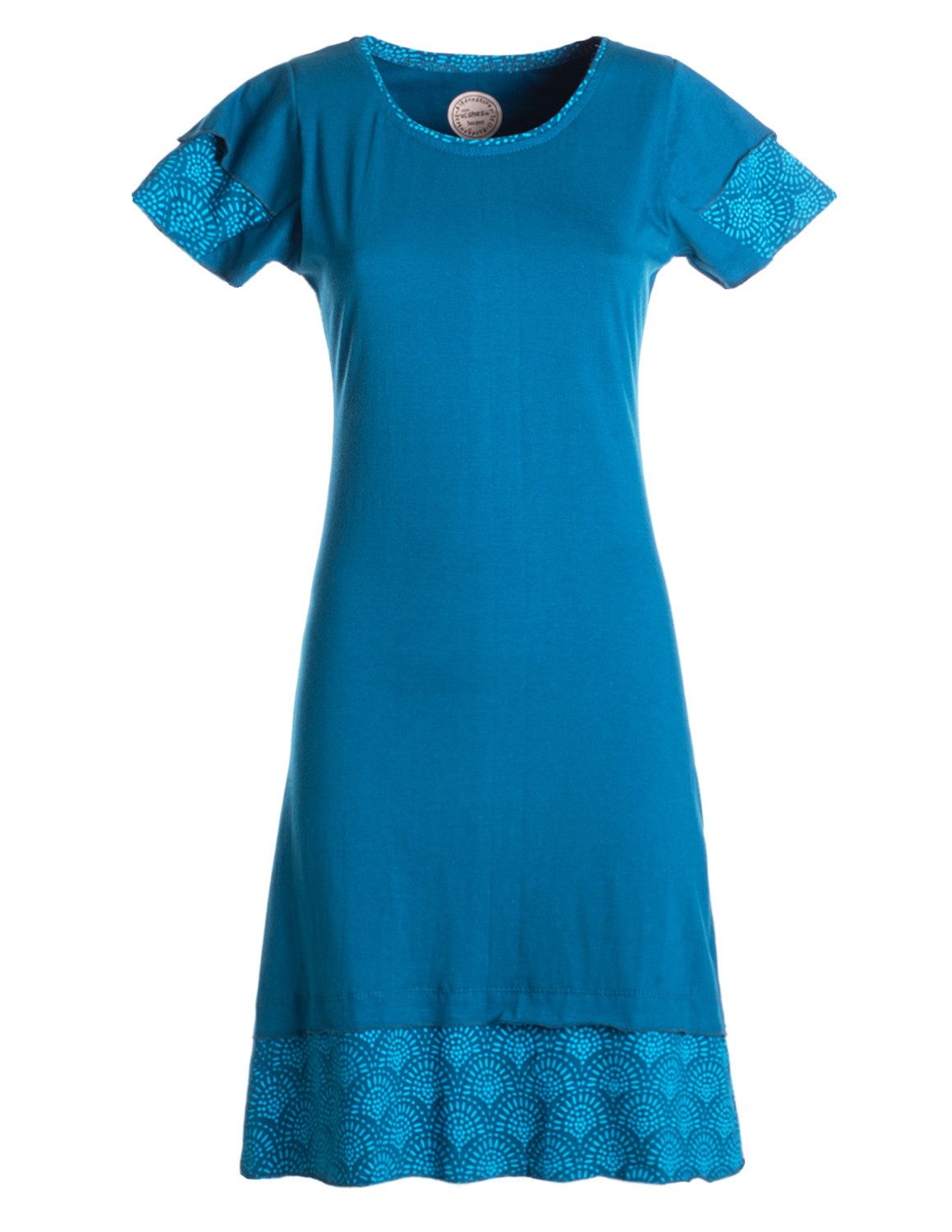 Vishes Jerseykleid Kurzarm Kleid Damen Lagendesign Bedruckt Baumwolle Jersey Alternative Mode, Boho, Hippie, Ethno, Festival