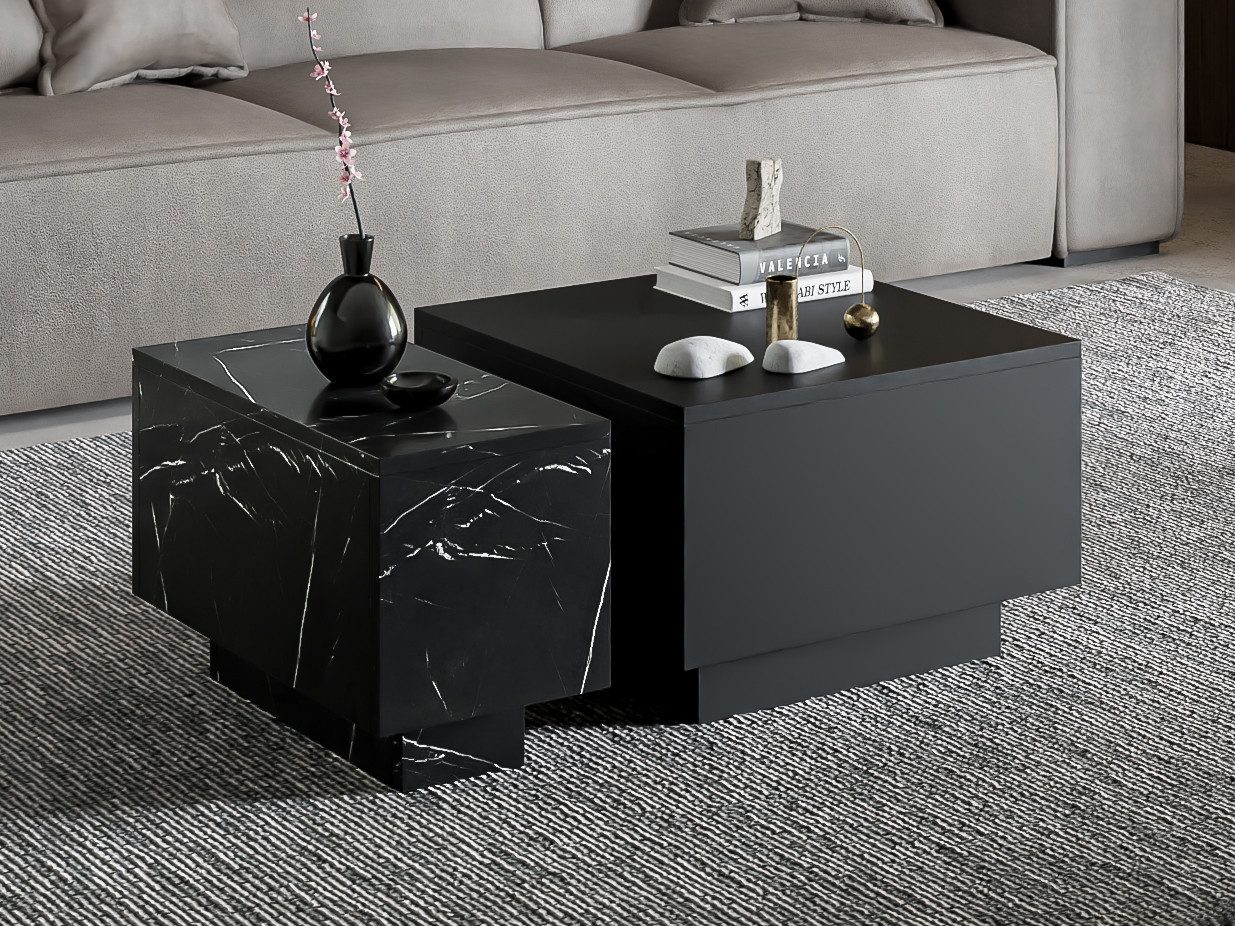 Compleo Couchtisch Sofatisch, Wohnzimmertisch 2tlg., Marmor optik JACUB
