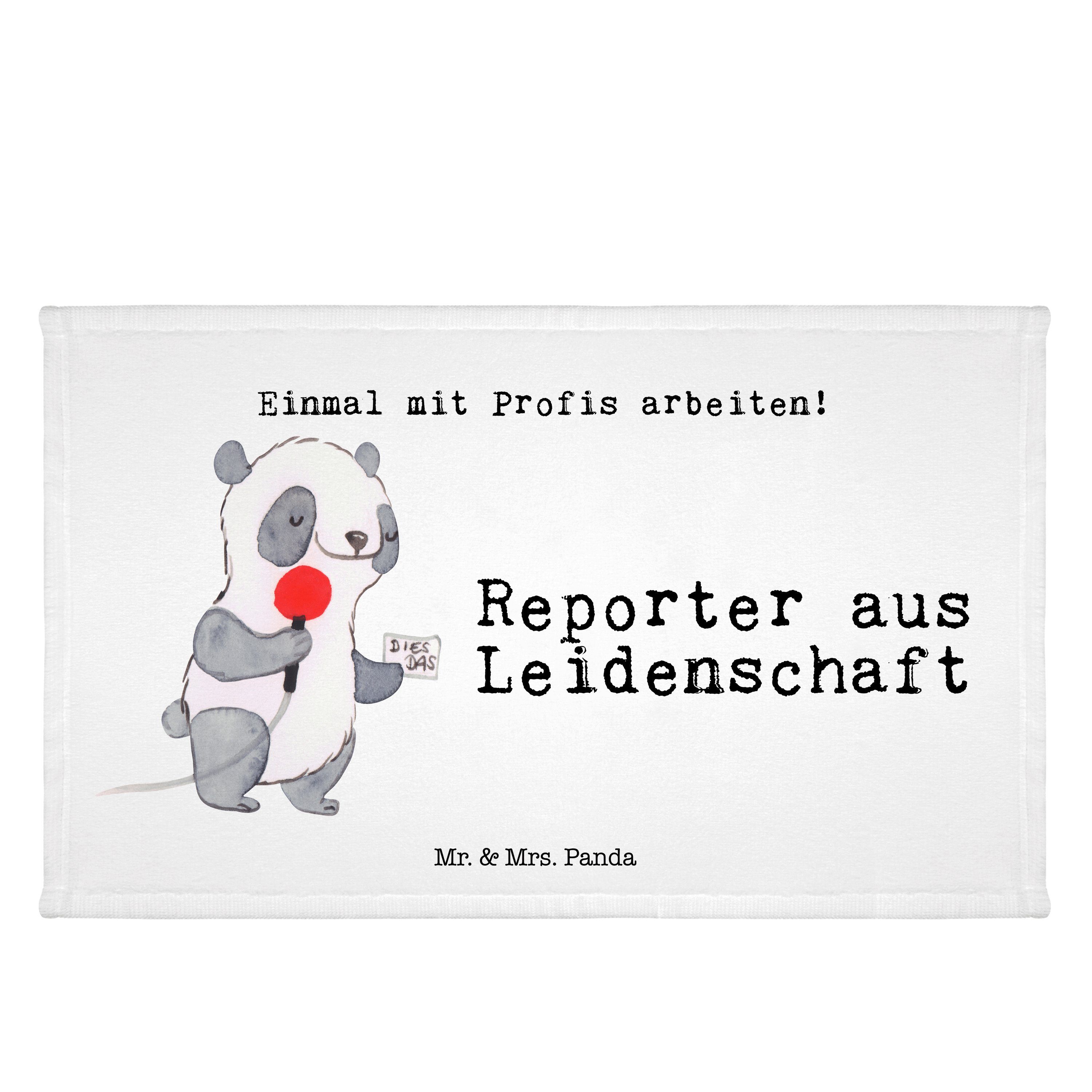Mr. & Mrs. Panda Handtuch Reporter - Leidenschaft aus Jubiläum, (1-St) Geschenk, Weiß - Reisehandtuch