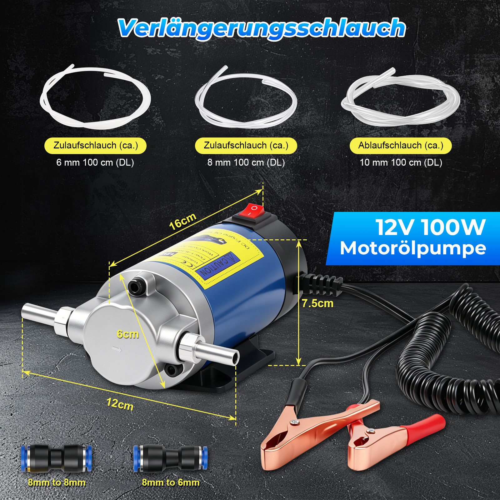 PRIISF Ölabsaugpumpe 12V Dieselpumpe Absaugpumpe Ölabsaugpumpe Ölpumpe Ölwechselpumpe 100W (1-4L/min Tragbare Elektrische Umfüllpumpe Tauchpumpe Auto Heizölpumpe, Selbstsaugend Kraftstoffpumpen Heizöl Motoröl Diesel Ölwechsel), Ölpumpenextraktor für Auto & Motorrad, Boot, LKW, Wohnmobil