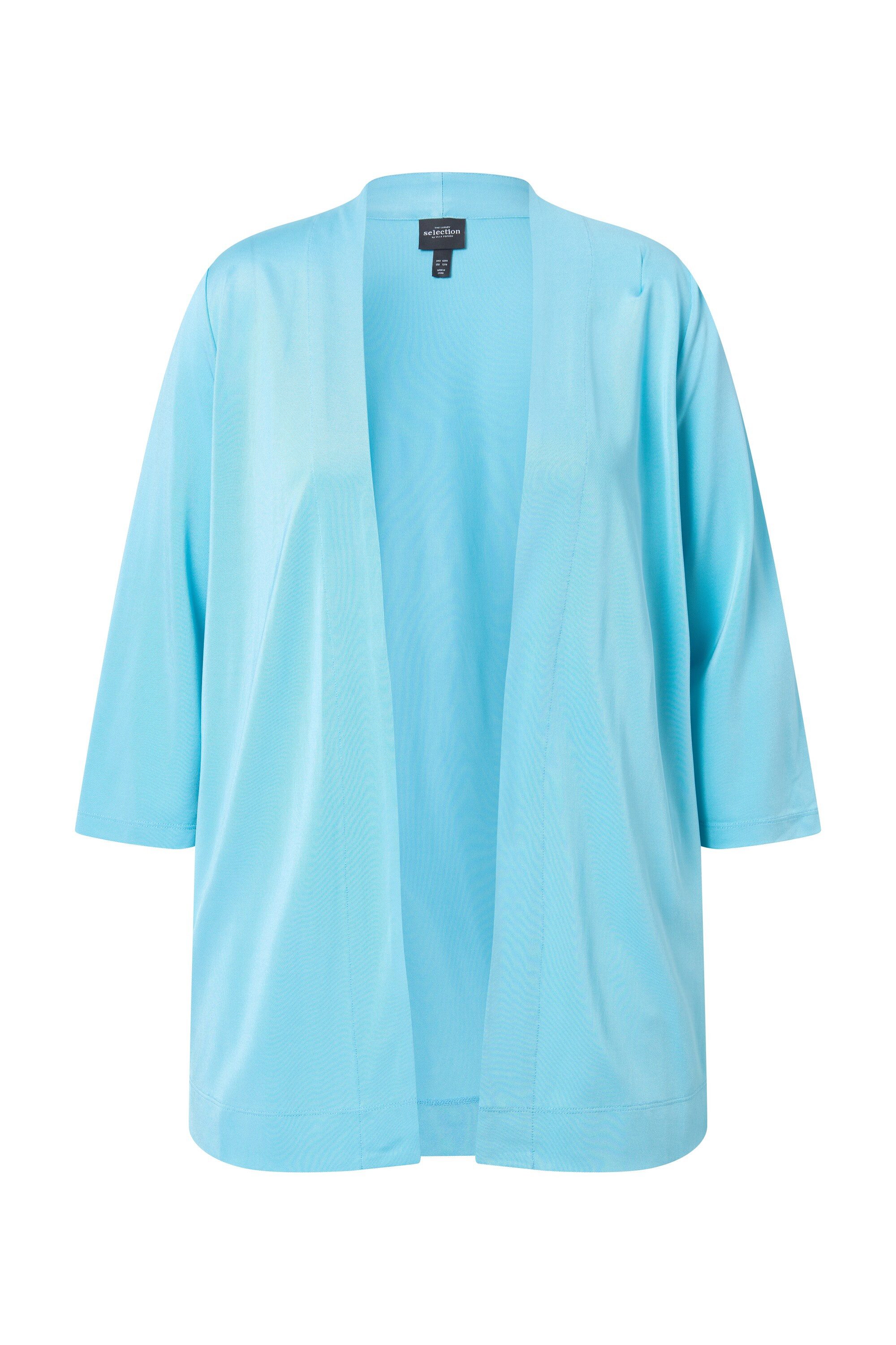 Ulla Popken Sommerjacke Slinkypiqué-Jacke Schalkragen offene Jacke 3/4-Arm günstig online kaufen