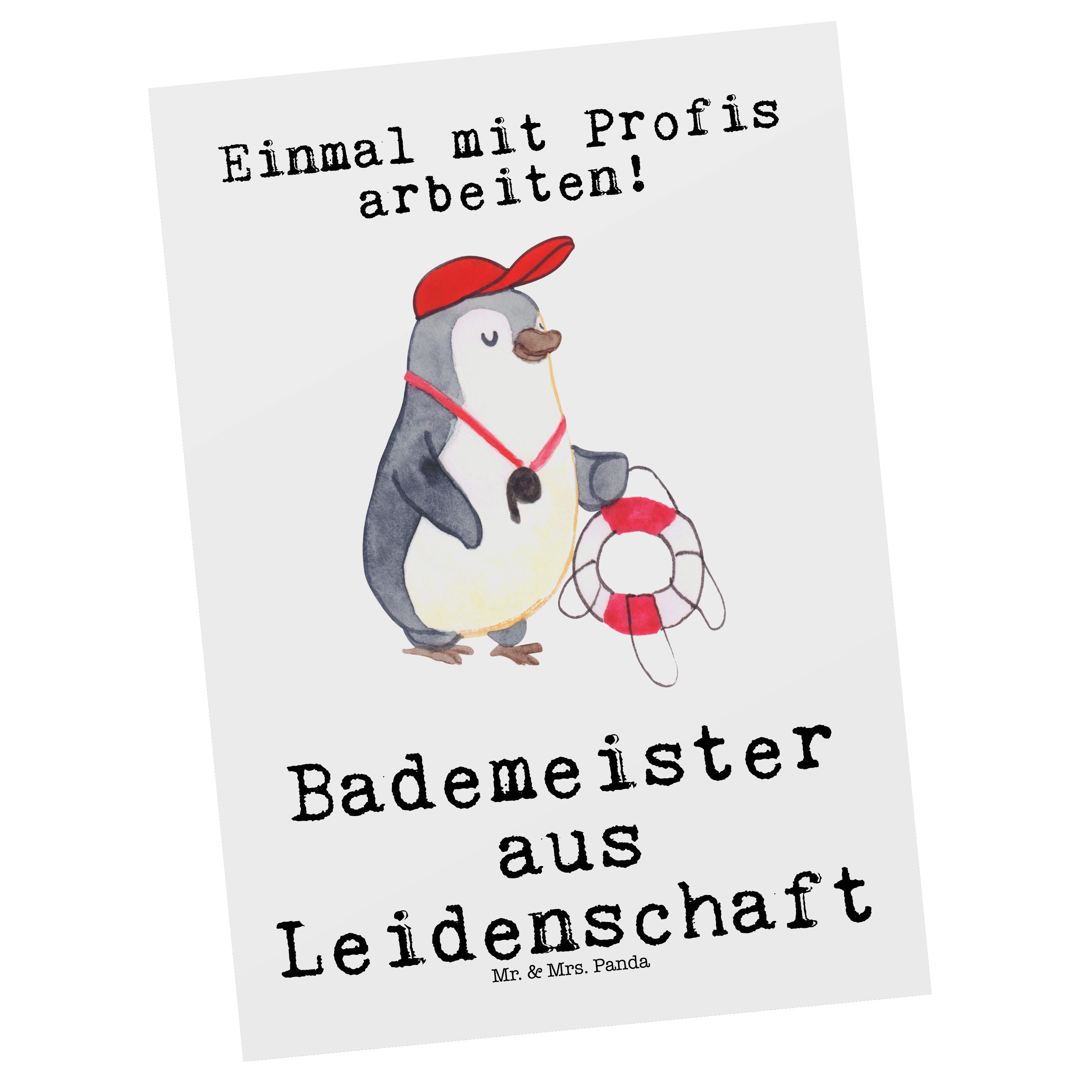 Panda Weiß - Schwim & Leidenschaft Mr. Schwimmschule, Bademeister Geschenk, Postkarte Mrs. - aus