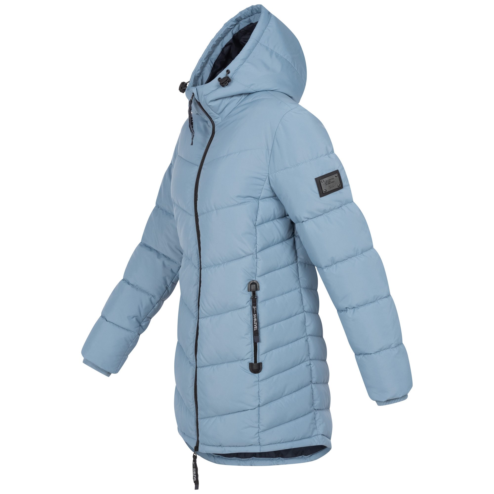 SUBLEVEL Steppjacke Damen Mantel mit Kapuze lange Winter Jacke Parka Stehkragen, Kapuze, flauschig, kuschelig, warm, Outdoor, Mantel – Bild 5 von 5