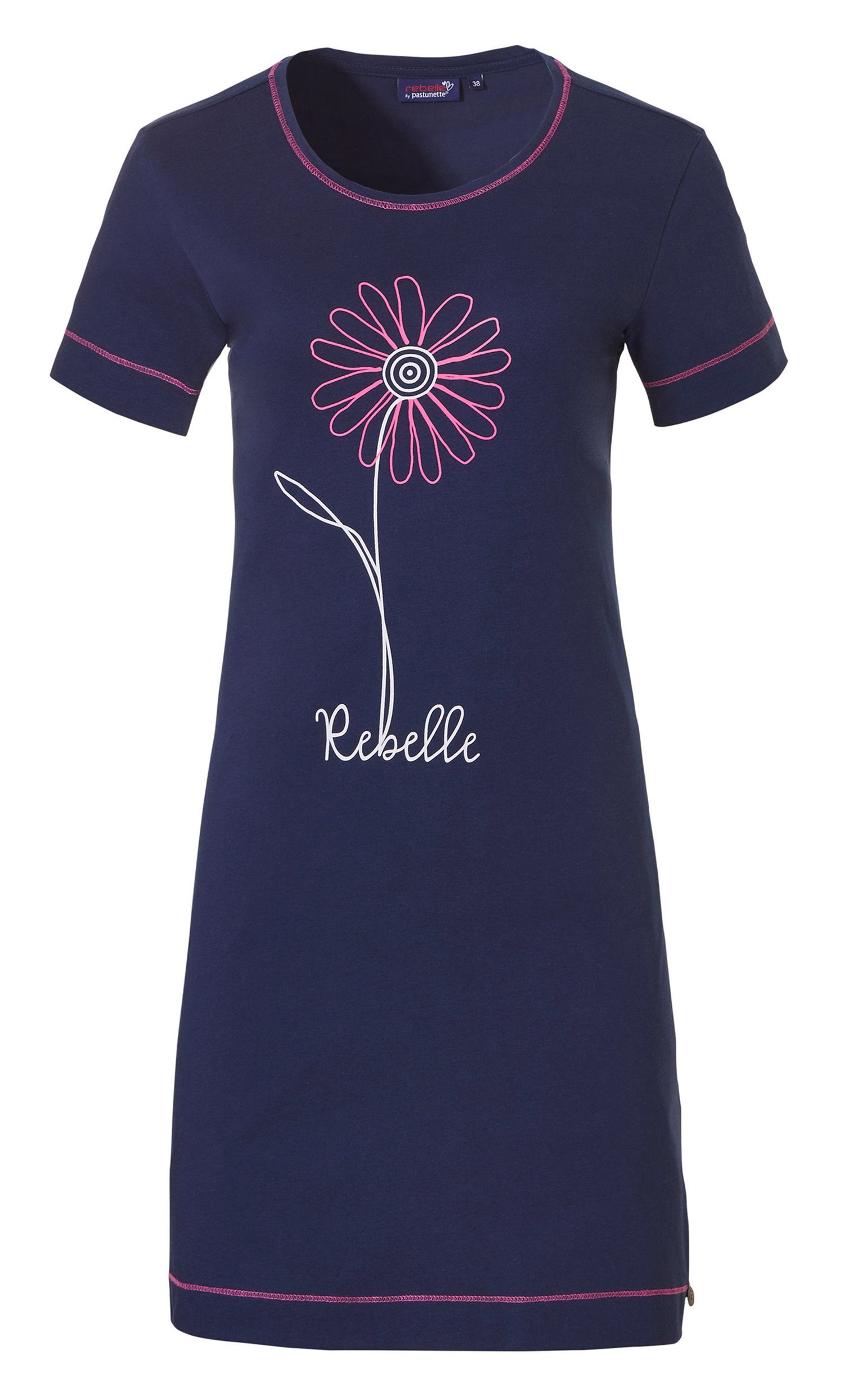 mit Blumen (1-tlg) Nachthemd Damen Baumwolle Nachthemd Rebelle