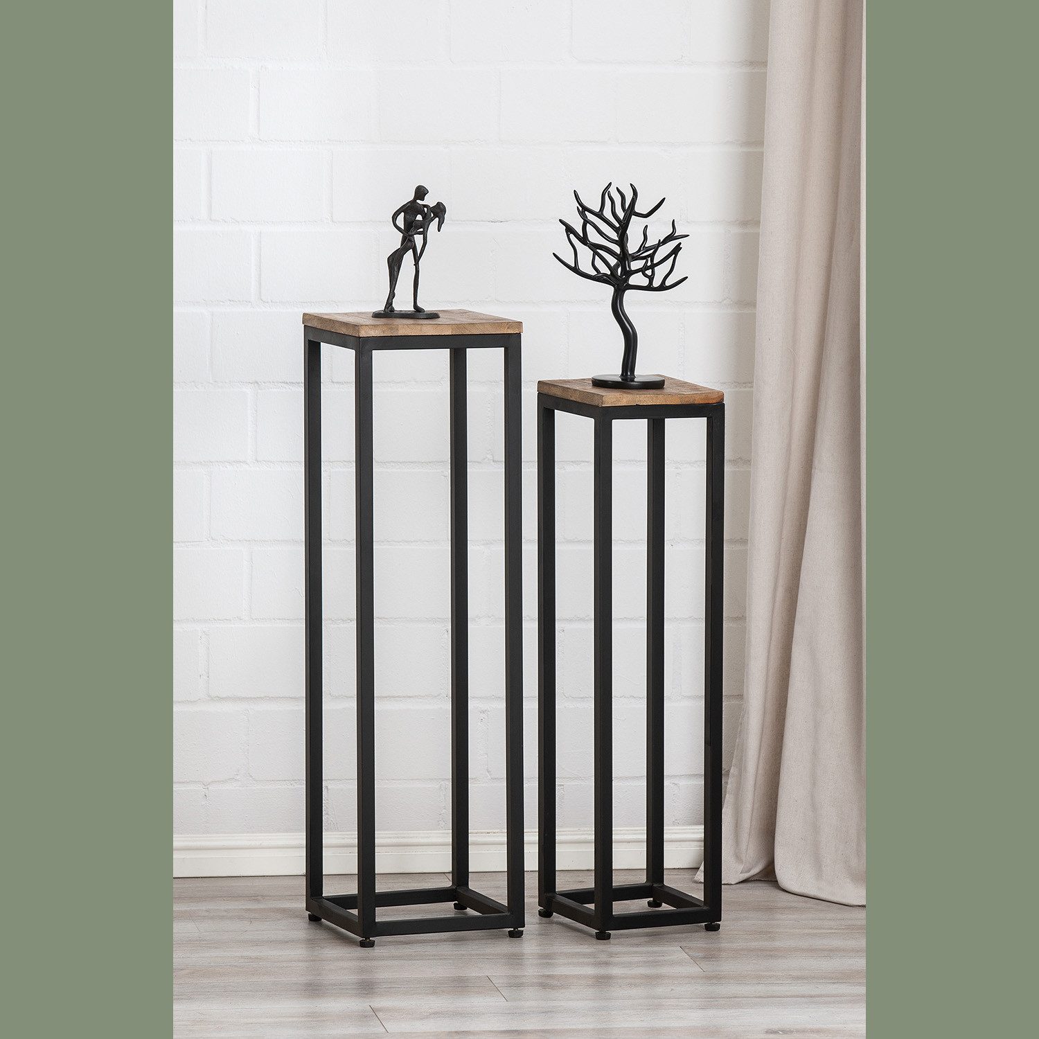 GILDE Dekosäule 2er Set Deko-Säule - braun,schwarz - Metall - Höhe 90cm x Breite 25cm (1x Deko-Säule, Blumensäule - Dekoständer), Blumenhocker - Säule - Dekosäule