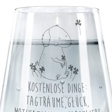 Mr. & Mrs. Panda Glas Hund Kleeblatt - Transparent - Geschenk, Wasserglas, Neuanfang, Glück, Premium Glas, Liebevolle Gestaltung