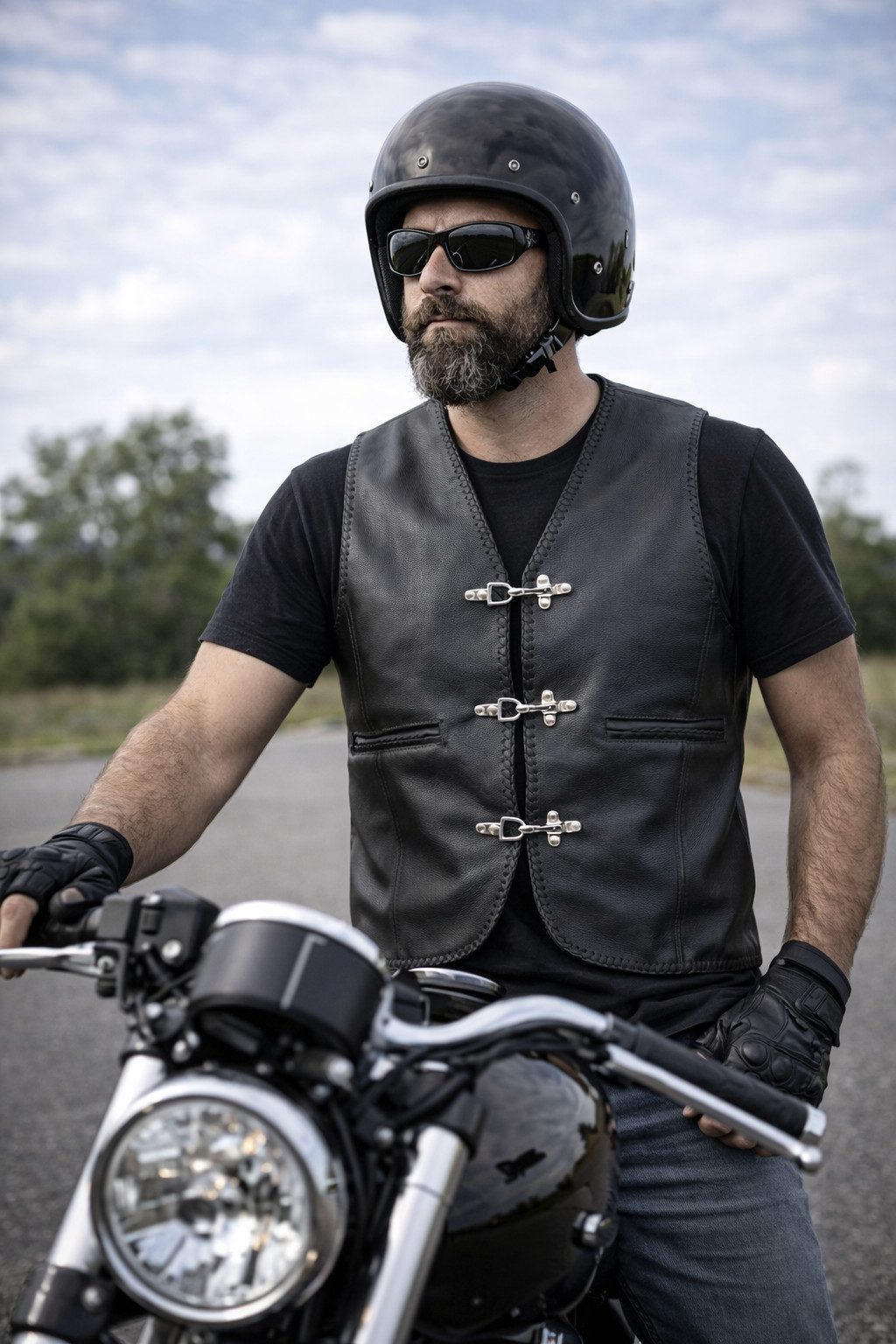 PAULGOS Motorradweste Lederweste Biker Kutte Clubweste Chopper Weste 100% Echtleder - BW1