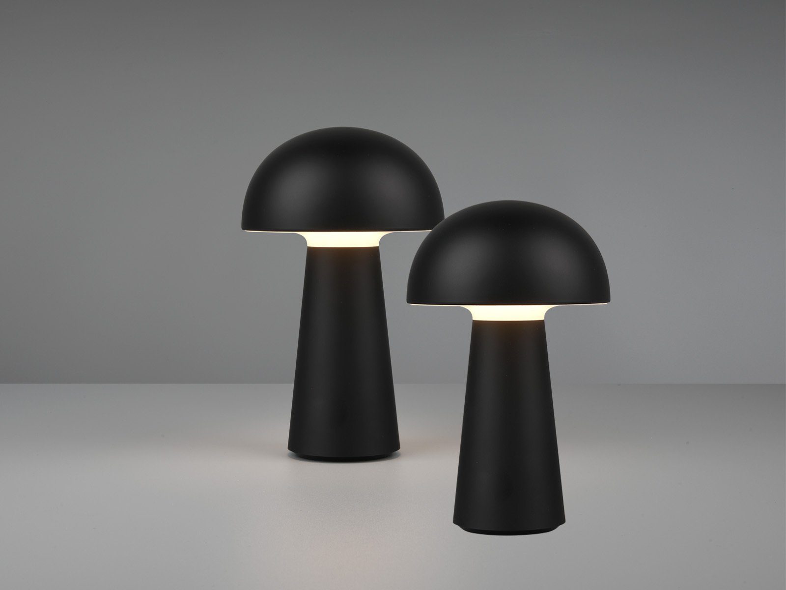 Reality Leuchten LED Außen-Tischleuchte, Dimmfunktion, LED fest integriert, Warmweiß, 2er SET kabellos, Akku per USB aufladbar, Pilz-Lampe per Touch dimmbar