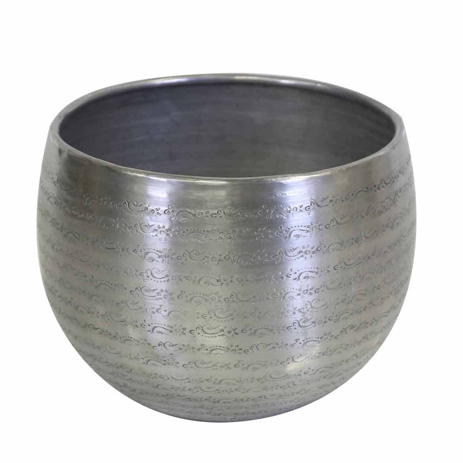 Pflanzkübel Orientalischer Blumentopf Almeria Silber Aluminium gehämmert