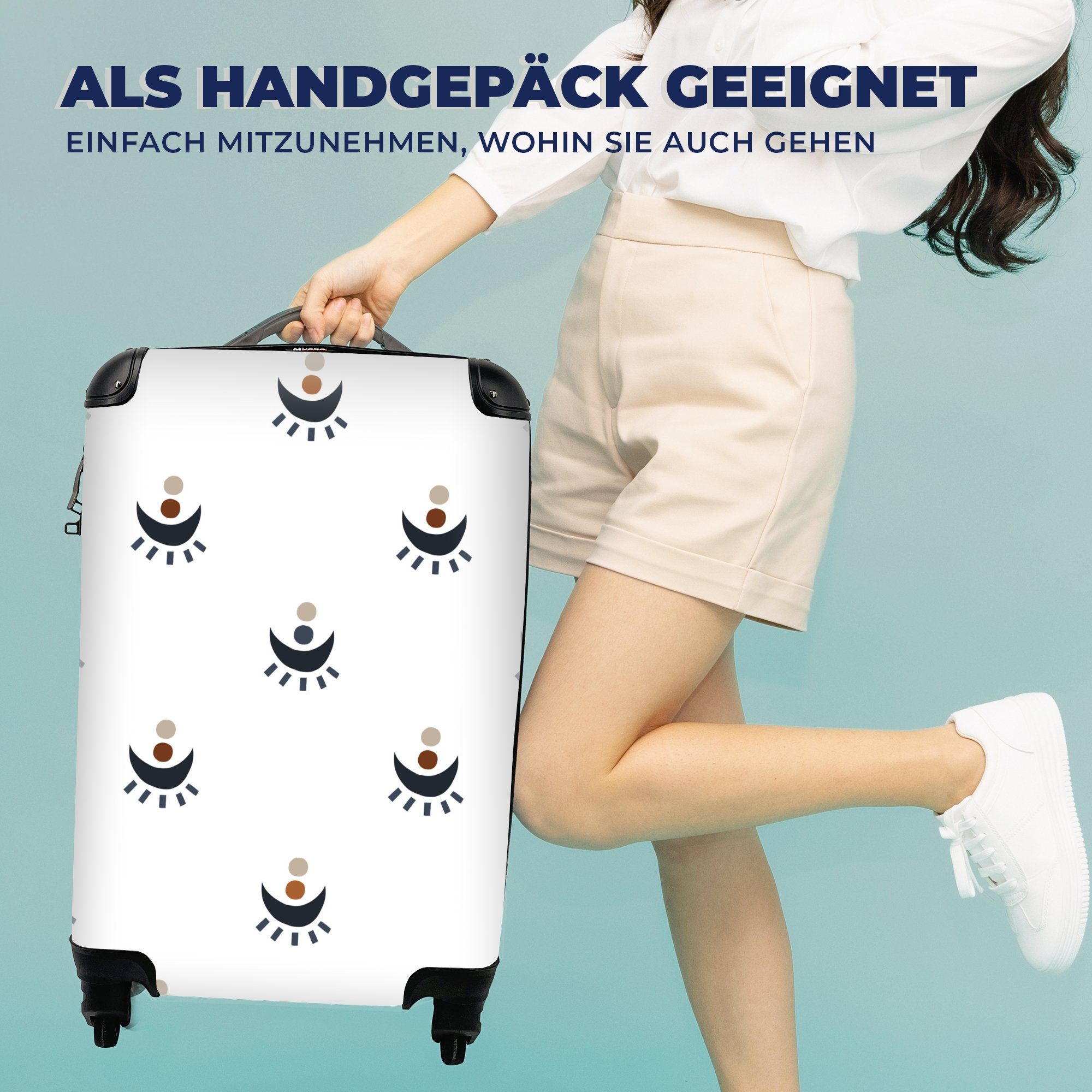 Reisetasche Reisekoffer - Trolley, Handgepäck Punkte, Ferien, MuchoWow 4 Muster Mond rollen, mit für Rollen, - Handgepäckkoffer