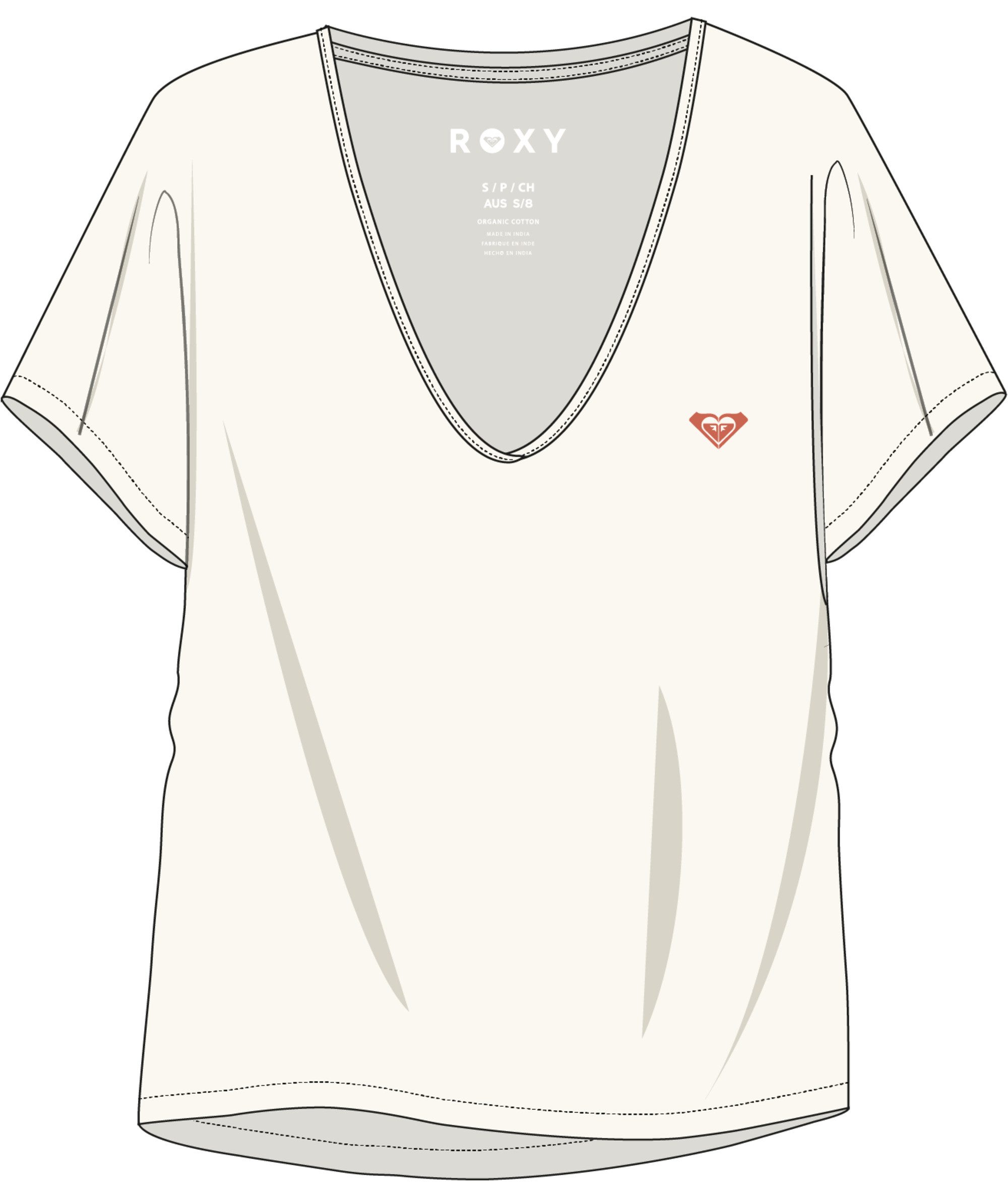 Roxy T-Shirt NIGHTFALL sportlicher Stil, für vielseitige Aktivitäten, Rundhalsausschnitt