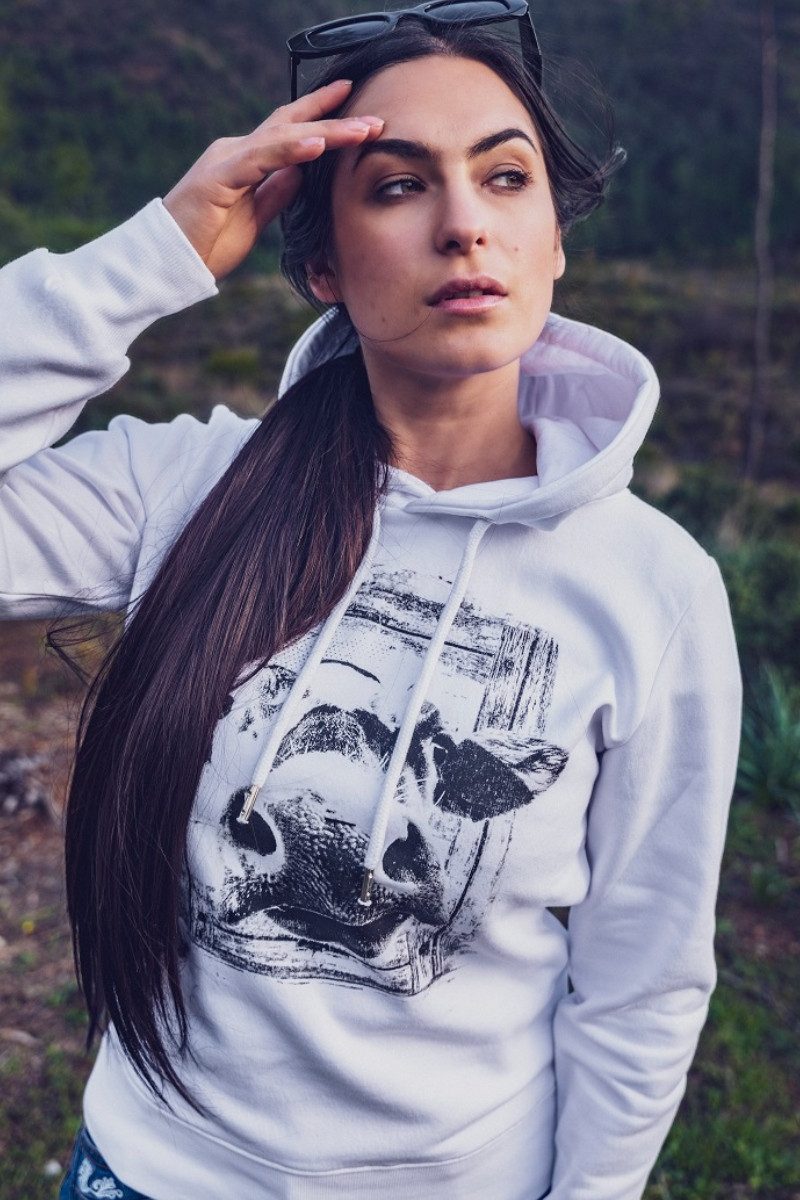 Hangowear Rundhalspullover Hoodie Damen - XAVIRA - weiß