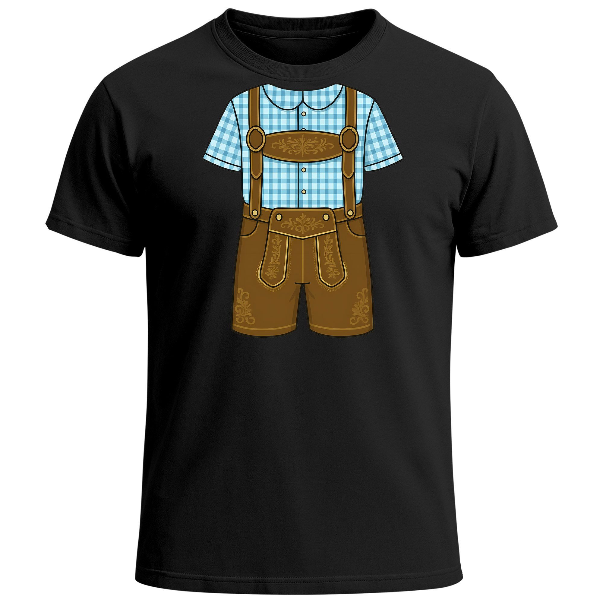 Print-Shirt Herren T-Shirt für das Oktoberfest Lederhosen Trachtenlook Fun-Shirt