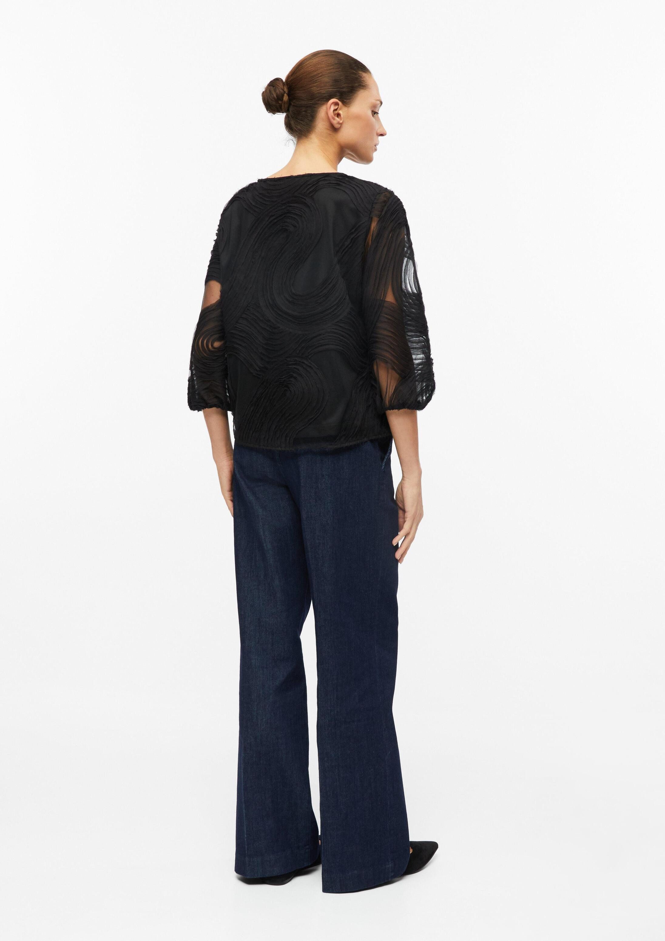 s.Oliver Kurzarmbluse Bluse Bluse mit Chiffon-Wellen-Muster
