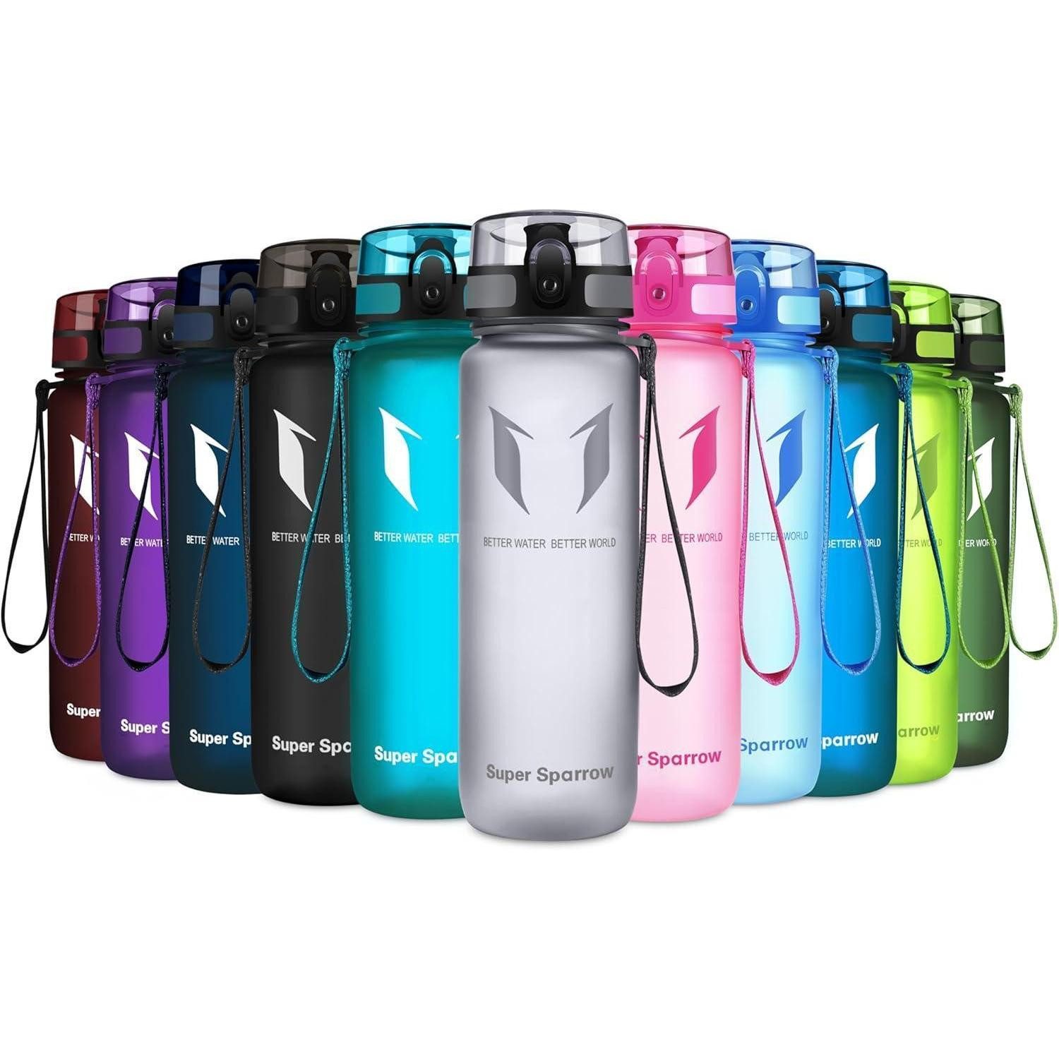 LuxusKollektion Trinkflasche Trinkflasche Tritan BPAfrei 350ml 750ml 1000ml Sport 500 ml Grau