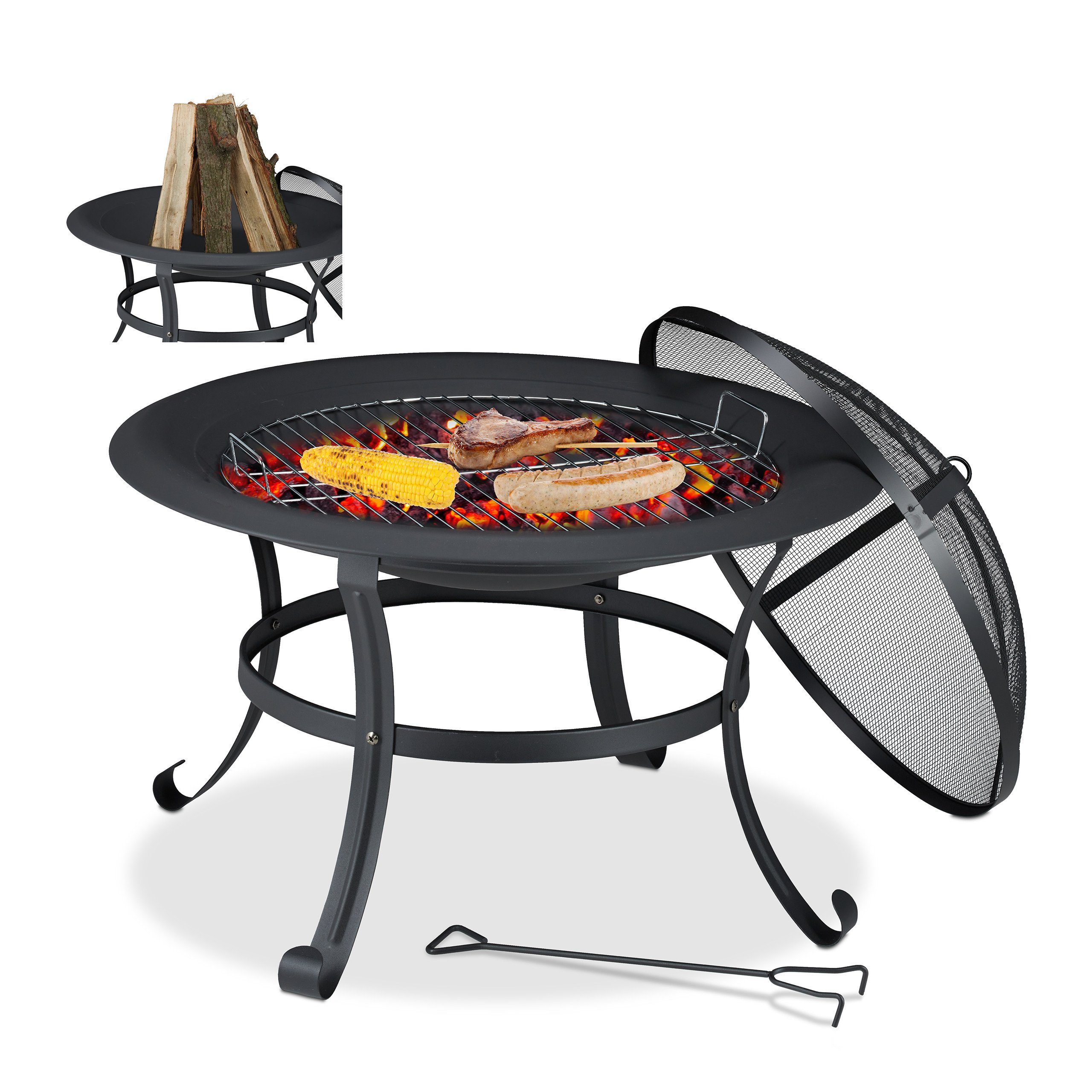 relaxdays Feuerschale »Feuerschale mit Grillrost« OTTO