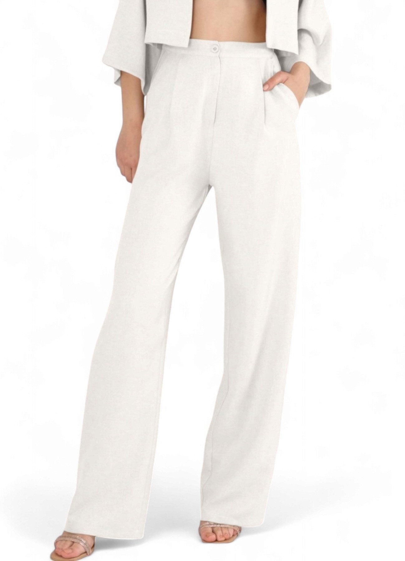 fashionshowcase Palazzohose Damen Stoffhose in Leinenoptik günstig online kaufen