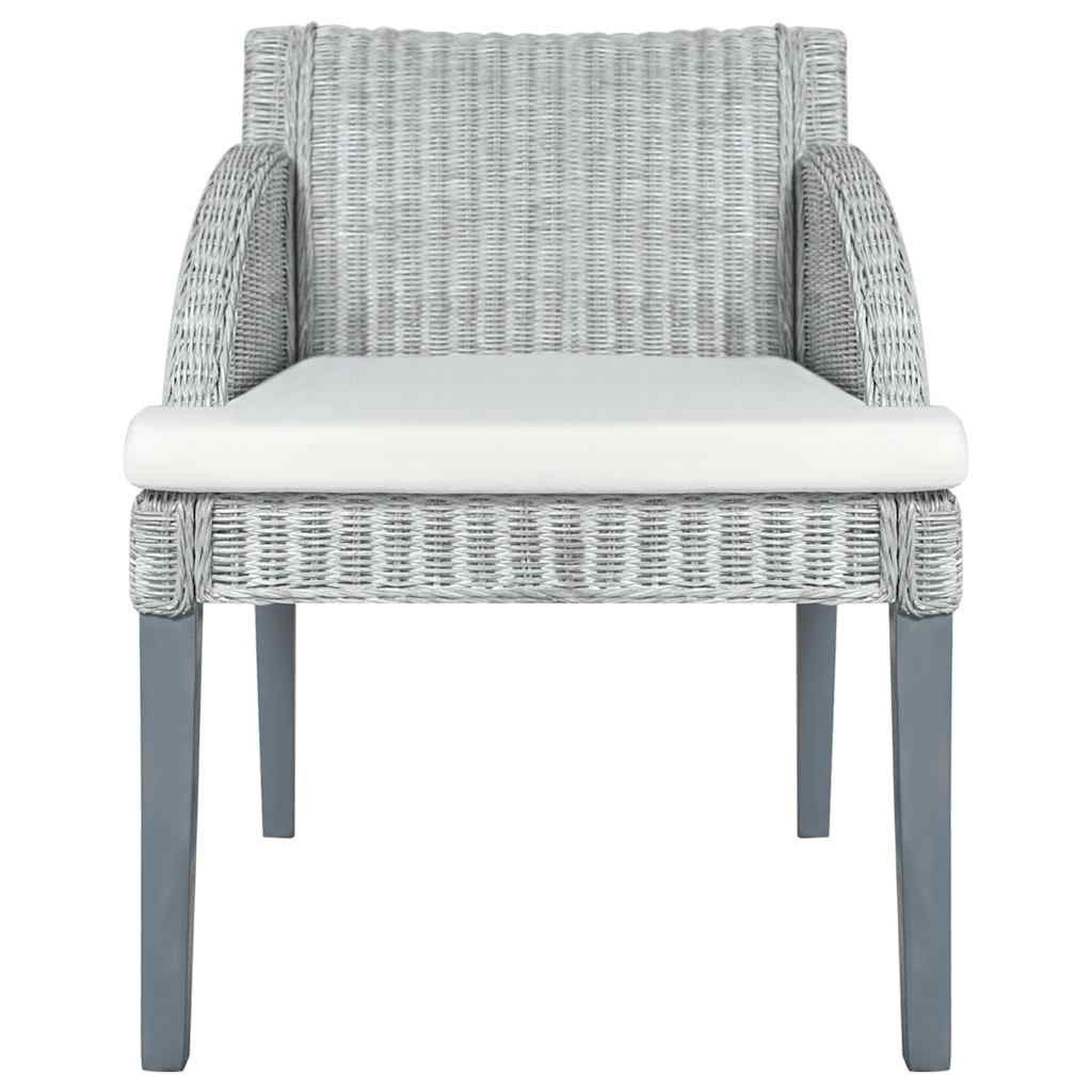 vidaXL Esszimmerstuhl Esszimmerstühle mit Kissen 2 Stk. Grau Natur Rattan (2 St)