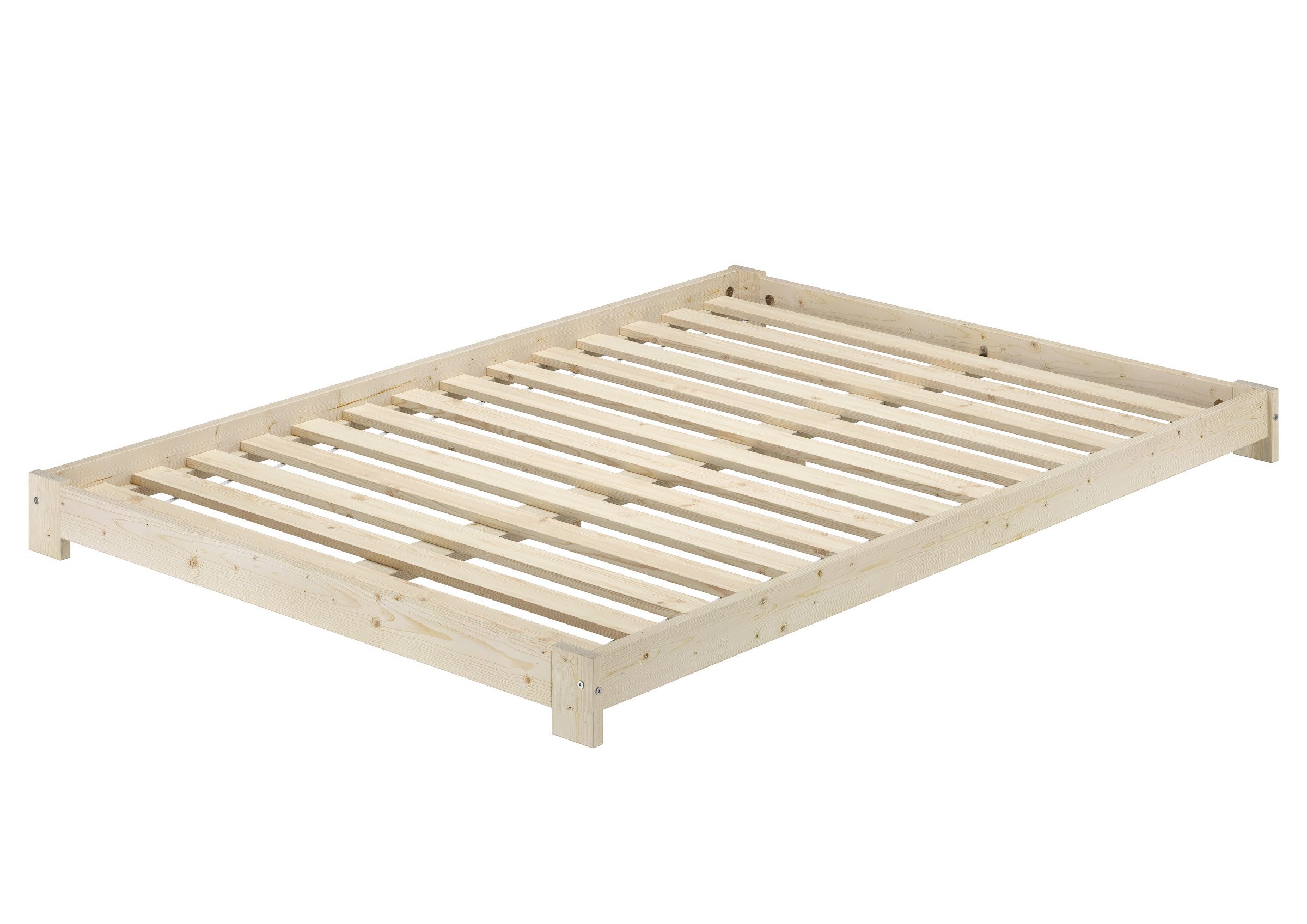ERST-HOLZ Massivholzbett Ehebett Bodennah Fichte/Tanne Unbehandelt 140 x 200 cm, Fichte unbehandelt