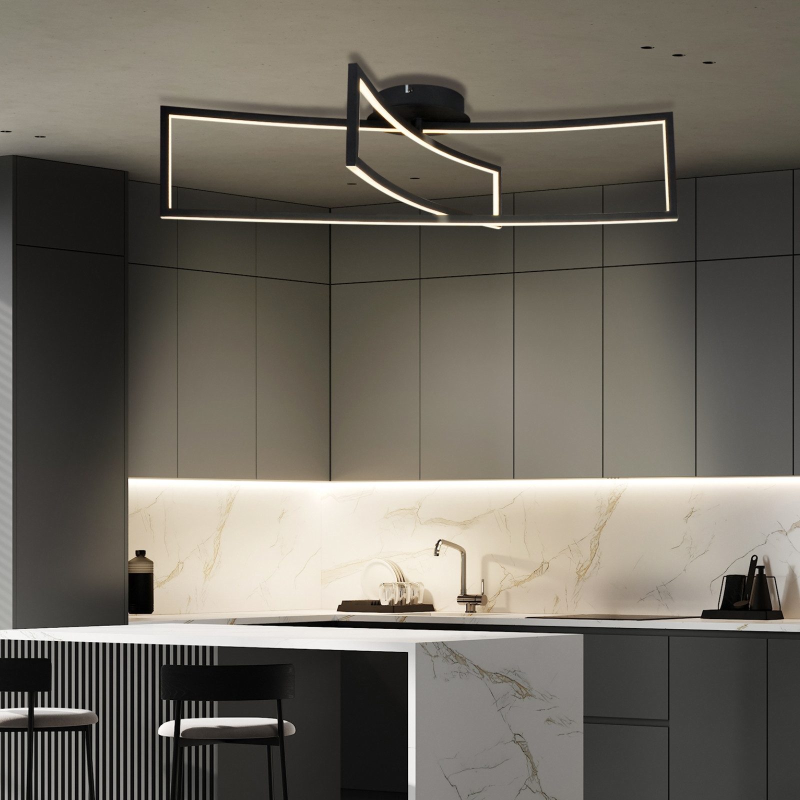 IMPTS Deckenleuchte Deckenleuchte Deckenlampe Schwarz 2 Rechteck 3000k Warm günstig online kaufen