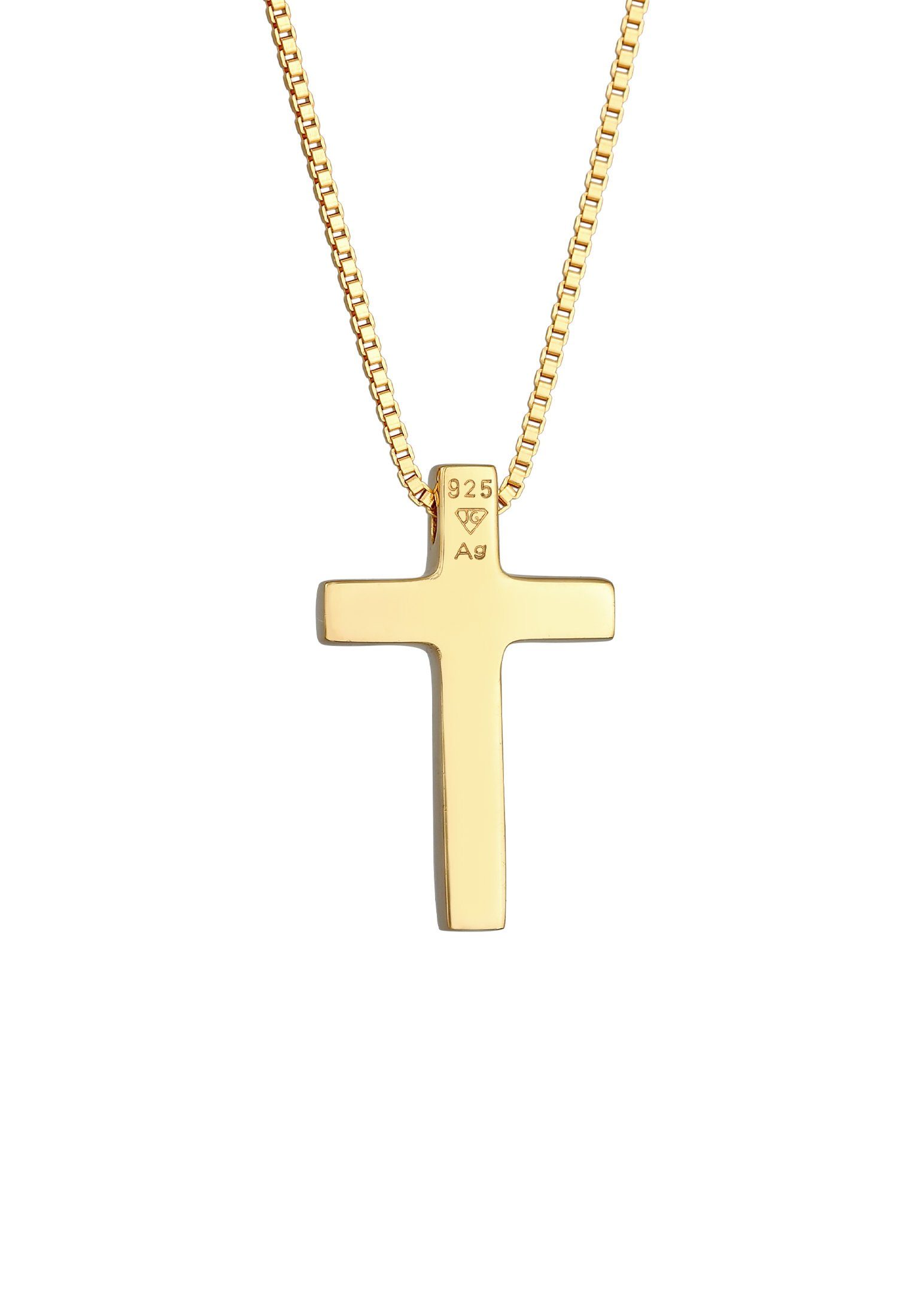 Elli Premium Kette Religion 925 Gold Silber, Unisex Basic mit Kreuz Anhänger Kreuz