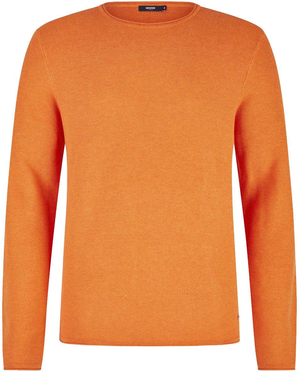 orange HECHTER Rundhalspullover in schlichter Unifarbe PARIS