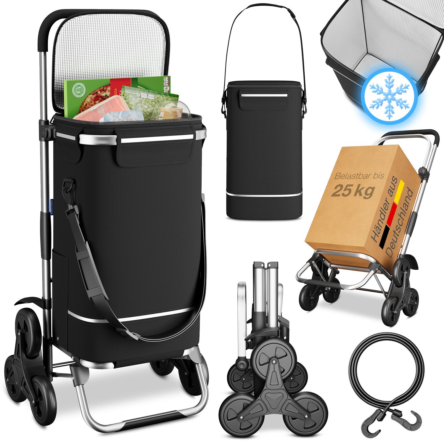 Einkaufstrolley Treppensteiger mit Kühlfunktion & geringem Gewicht, klappbar