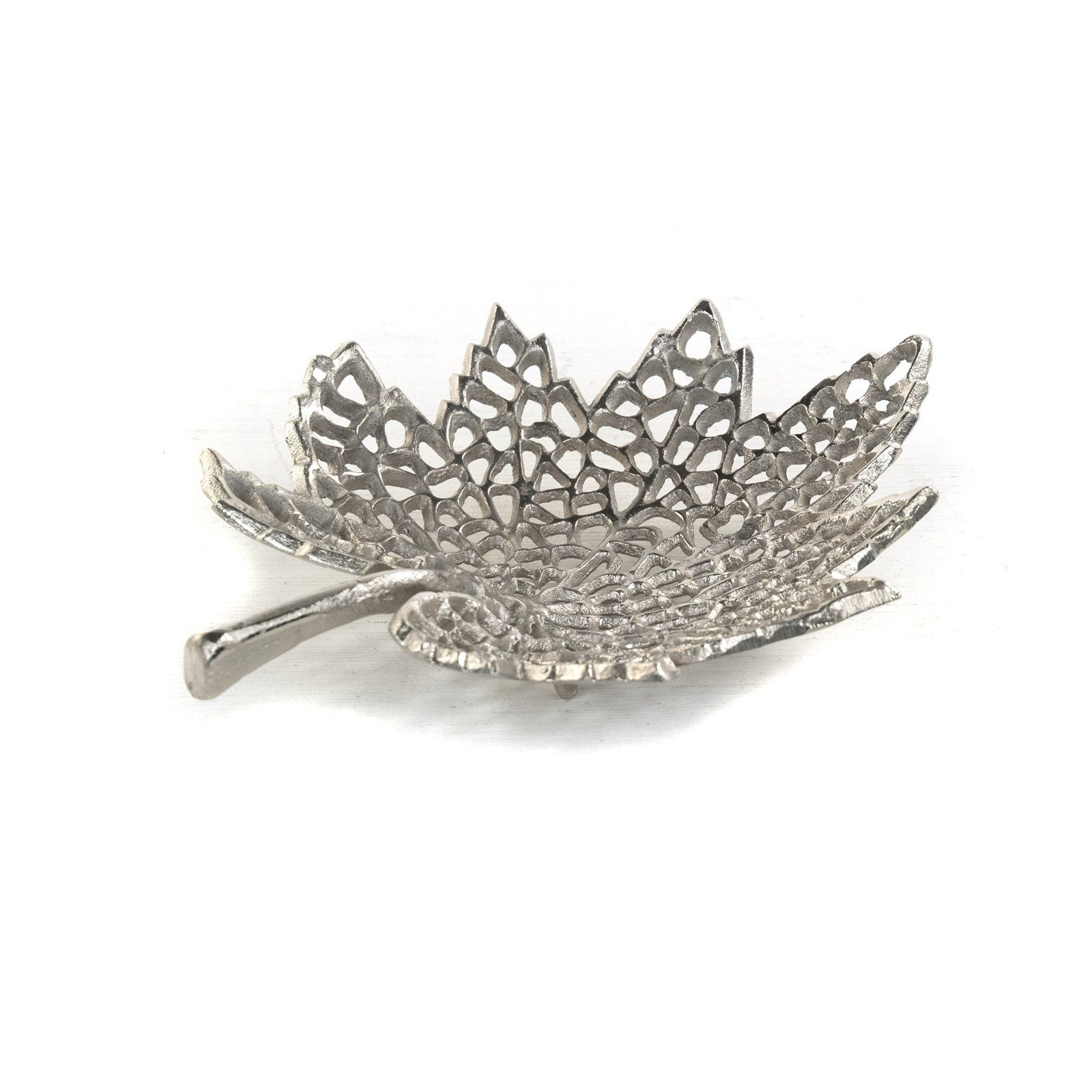 Dekoschale BLATT SCHALE "LEAF", 2 Größen, Metall, Dekoschale silber, Muster: k