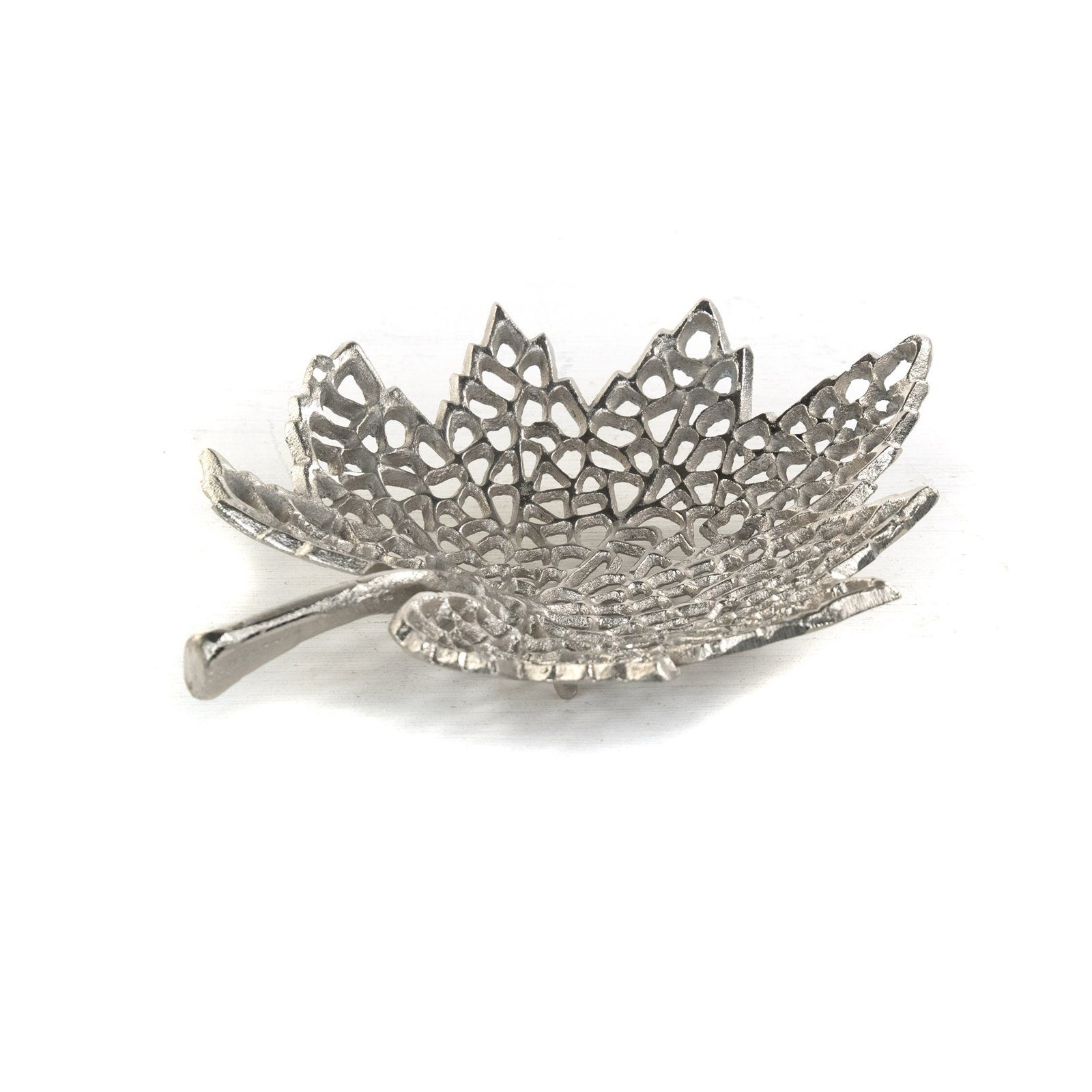 DESIGN DELIGHTS Dekoschale BLATT SCHALE "LEAF", 2 Größen, Metall, Dekoschale silber, Muster: k