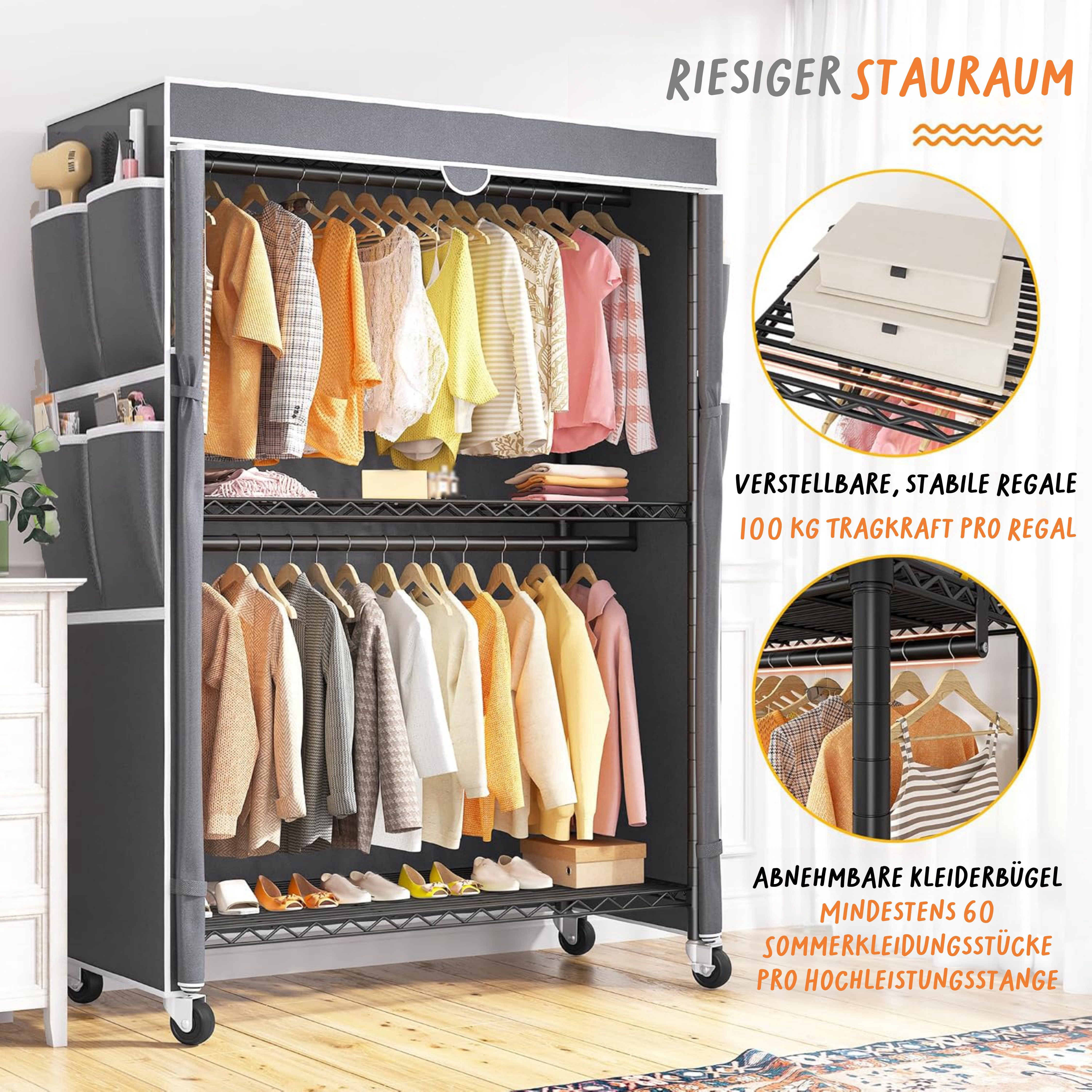 LUCKZON Kleiderschrank 90x45x204 cm mit Reißverschluss günstig online kaufen