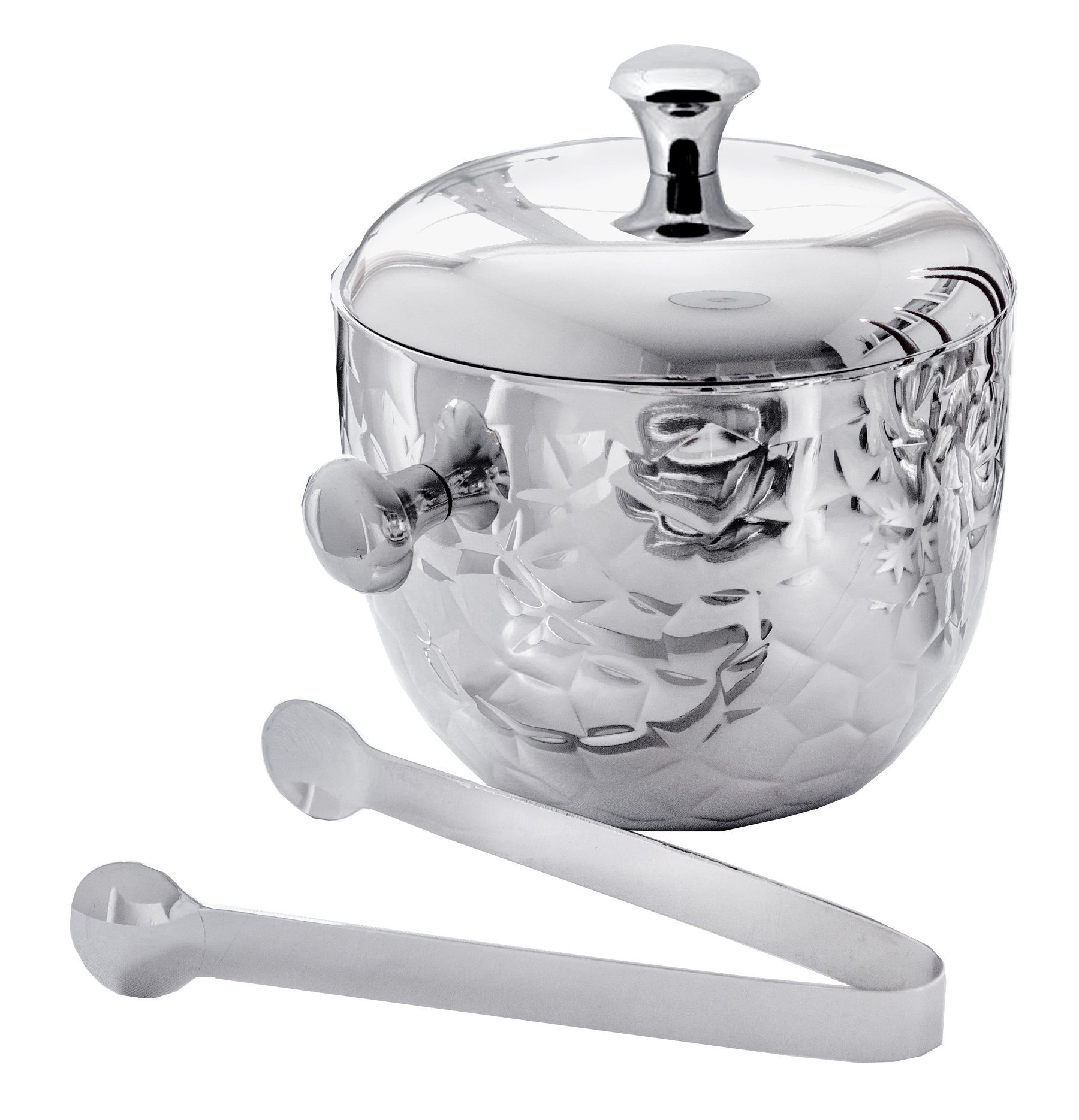 EDZARD Eiseimer Rico, Silber-Optik, fein gemustert, Inkl. Deckel und Zange, H 18 cm