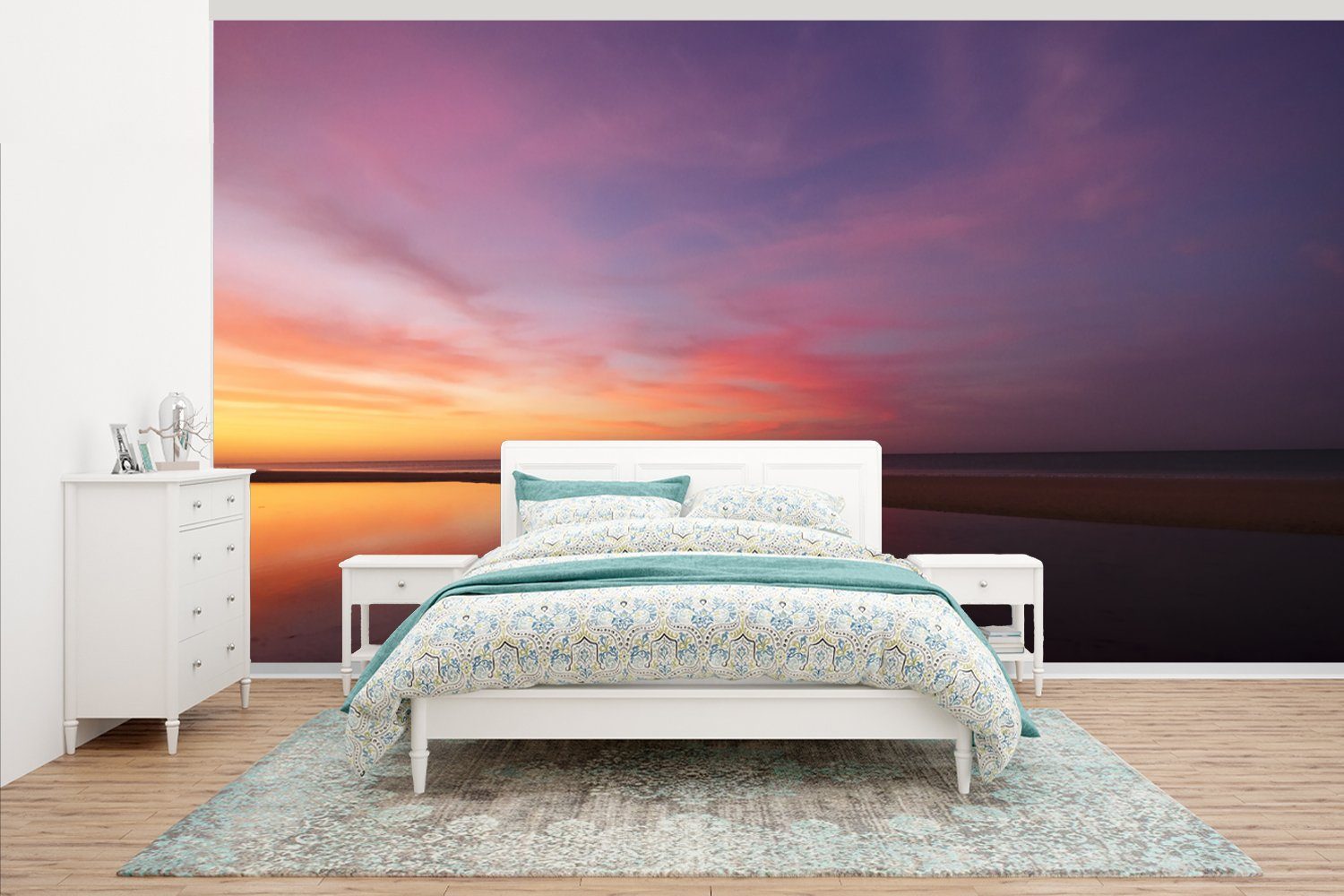 MuchoWow Fototapete Meer - Farben - Sonne, Matt, bedruckt, (7 St), Vliestapete für Wohnzimmer Schlafzimmer Küche, Fototapete