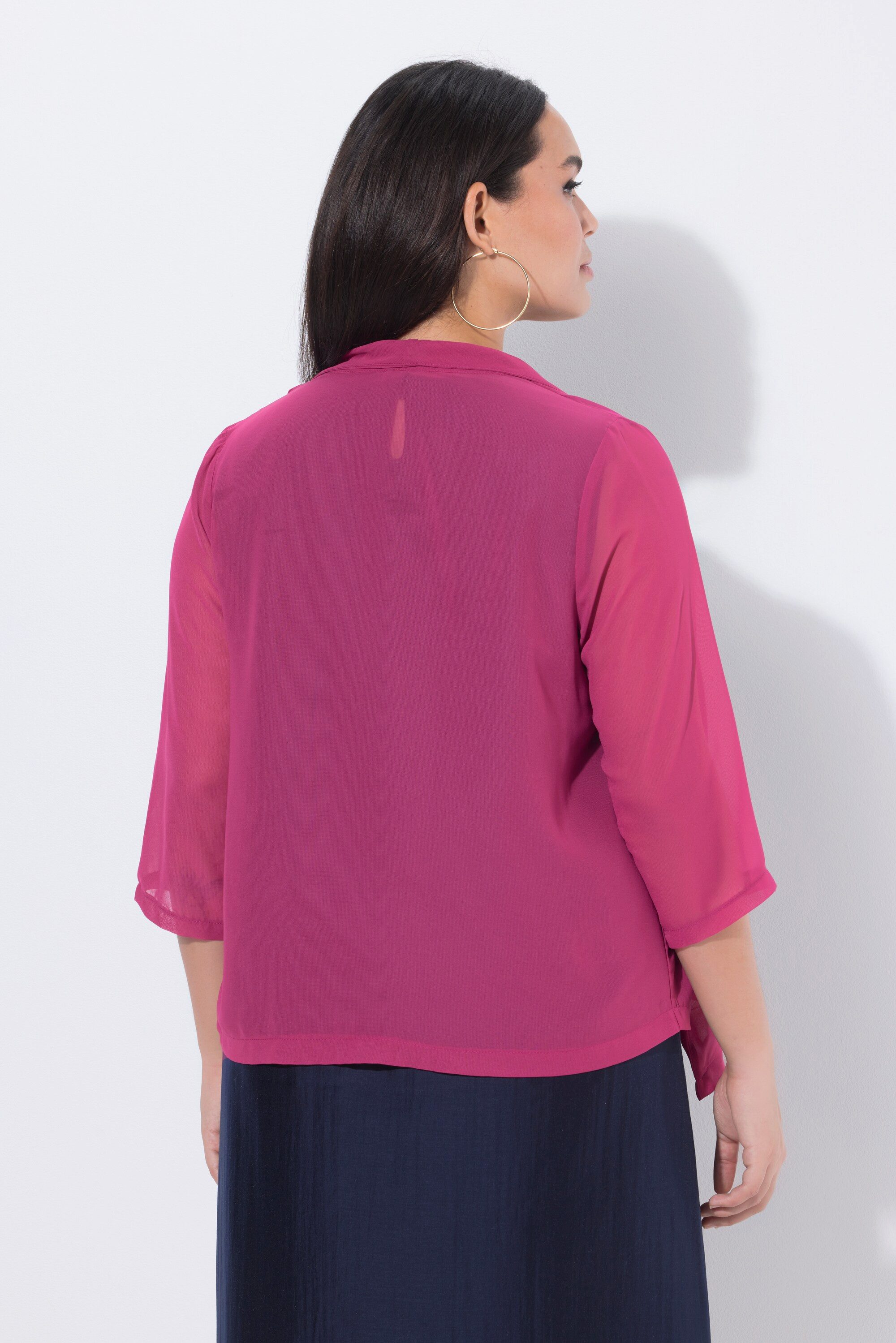 Ulla Popken Kurzjacke Chiffonjacke Oversized Schalkragen 3/4-Arm – Bild 3 von 4
