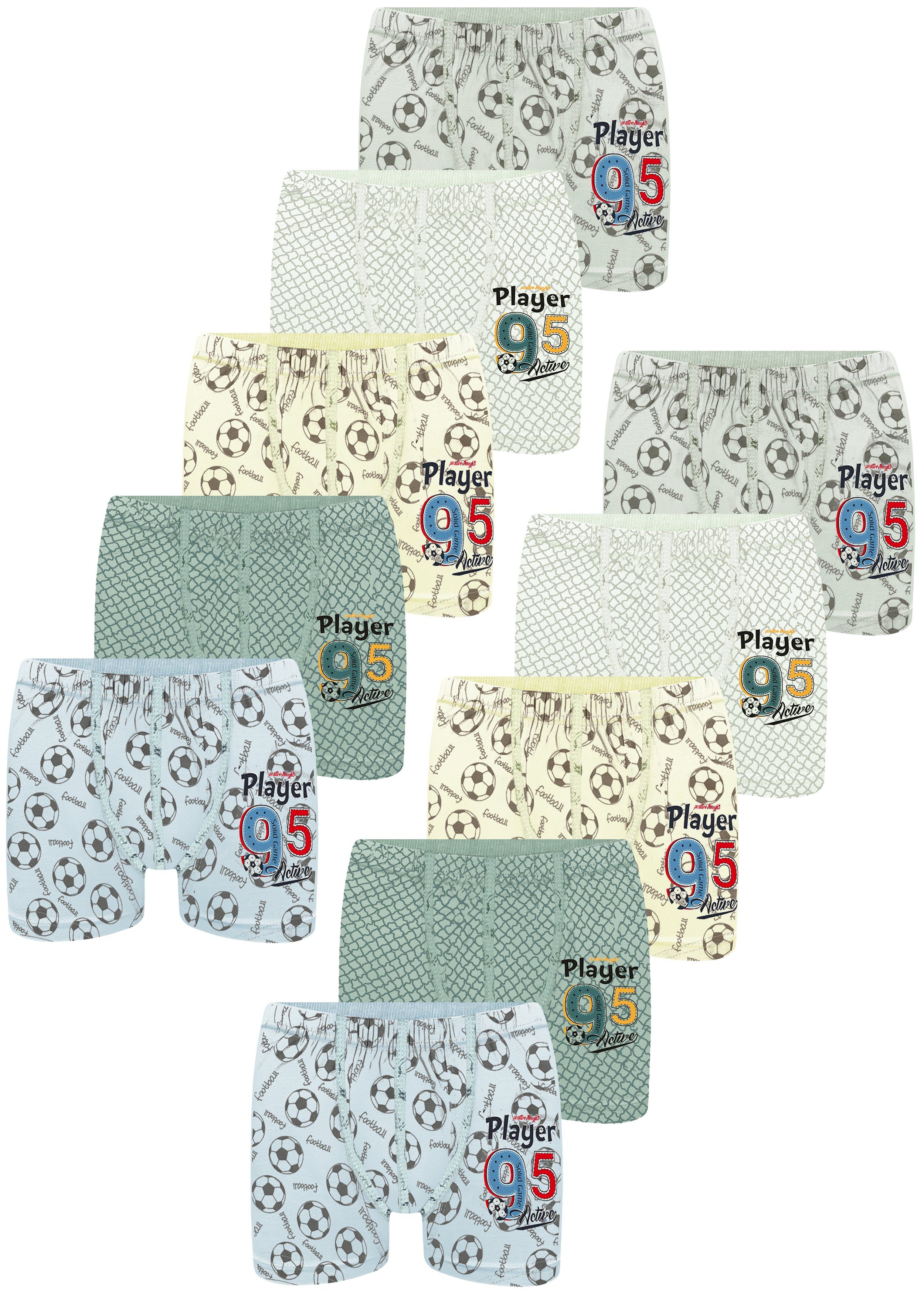 LOREZA Boxershorts 10er Set Jungen Boxershorts - Player - Bunt (Spar-Packung, 10-St)