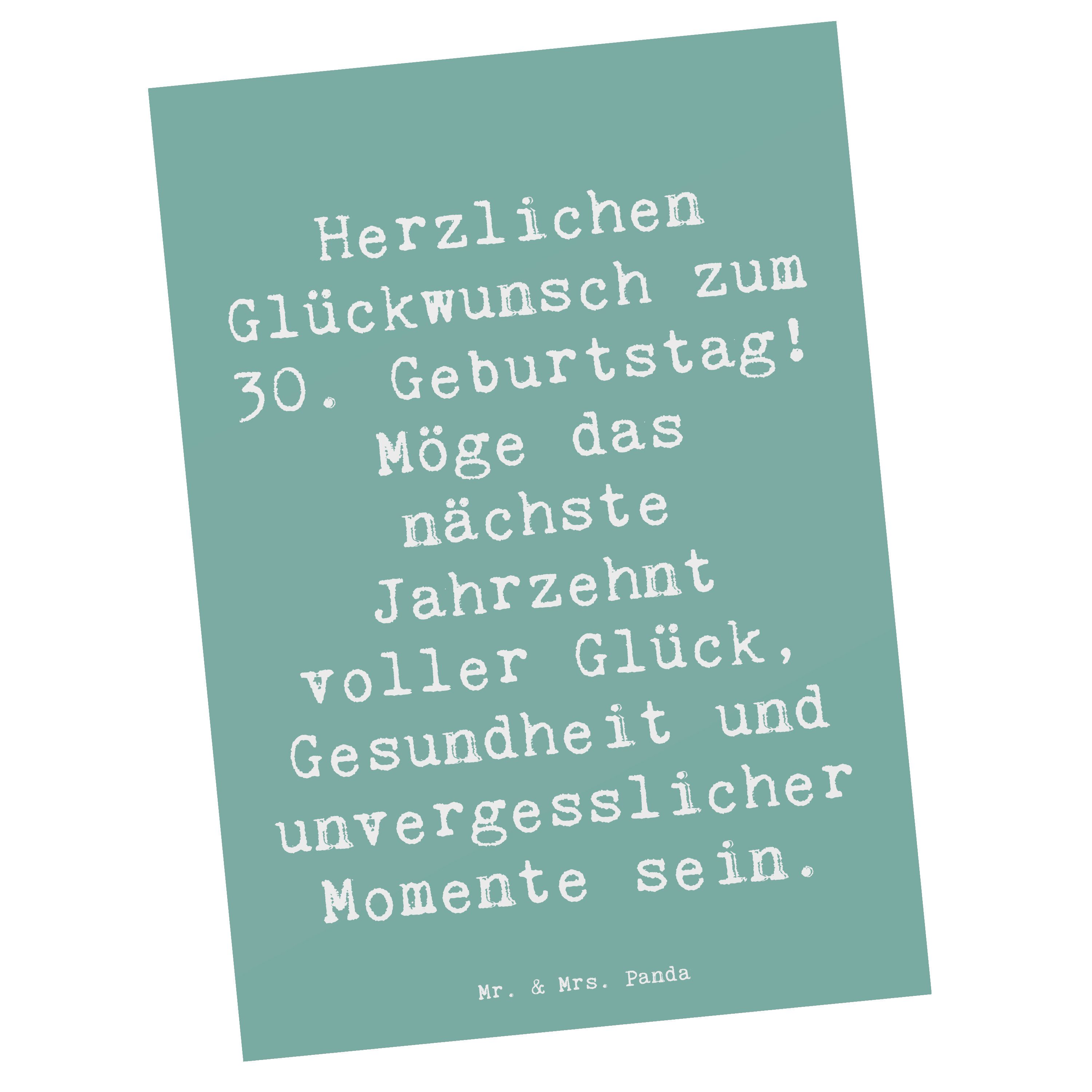 Mr. & Mrs. Panda Postkarte Spruch 30. Geburtstag Feier, Postkarte, Meeresbrise, Geburtstagsglück