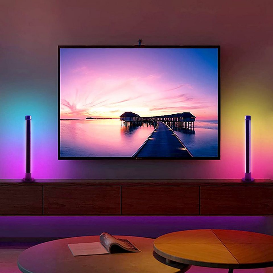 MUPOO LED Stripe LED Streifen Smart LED Lightbar 2er,Sync Musik,Bluetooth  APP-Steuerung, TV-Hintergrundbeleuchtung, RGB Gaming-Lampe,Gaming Led für TV,  PC