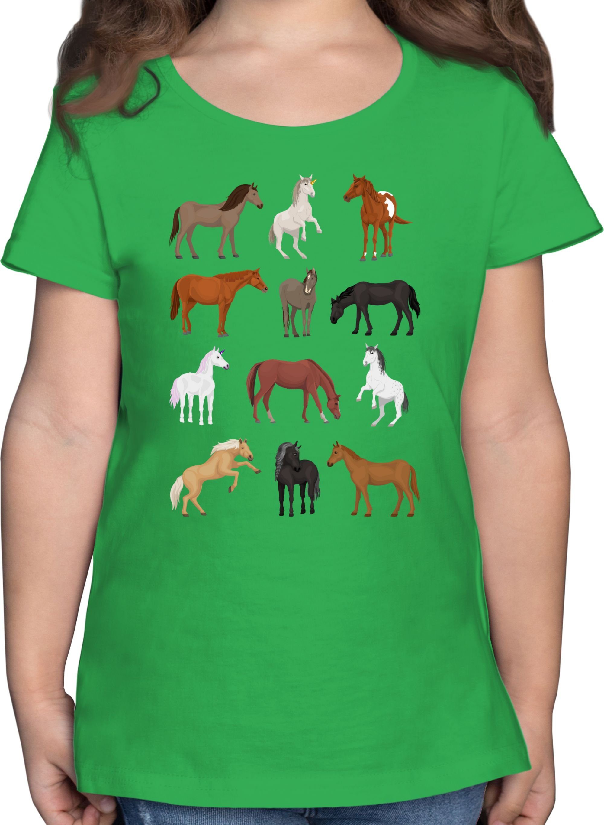 Shirtracer T-Shirt Pferde Reihe Tiermotiv Animal Print 1 Grün