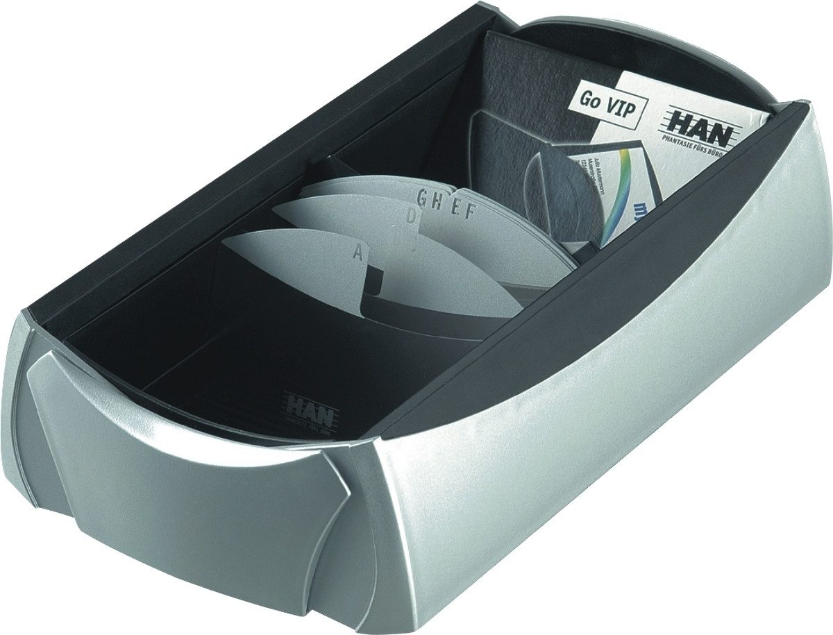 HAN-Bürogeräte Visitenkartenhülle Visitenkartenbox Vip silber