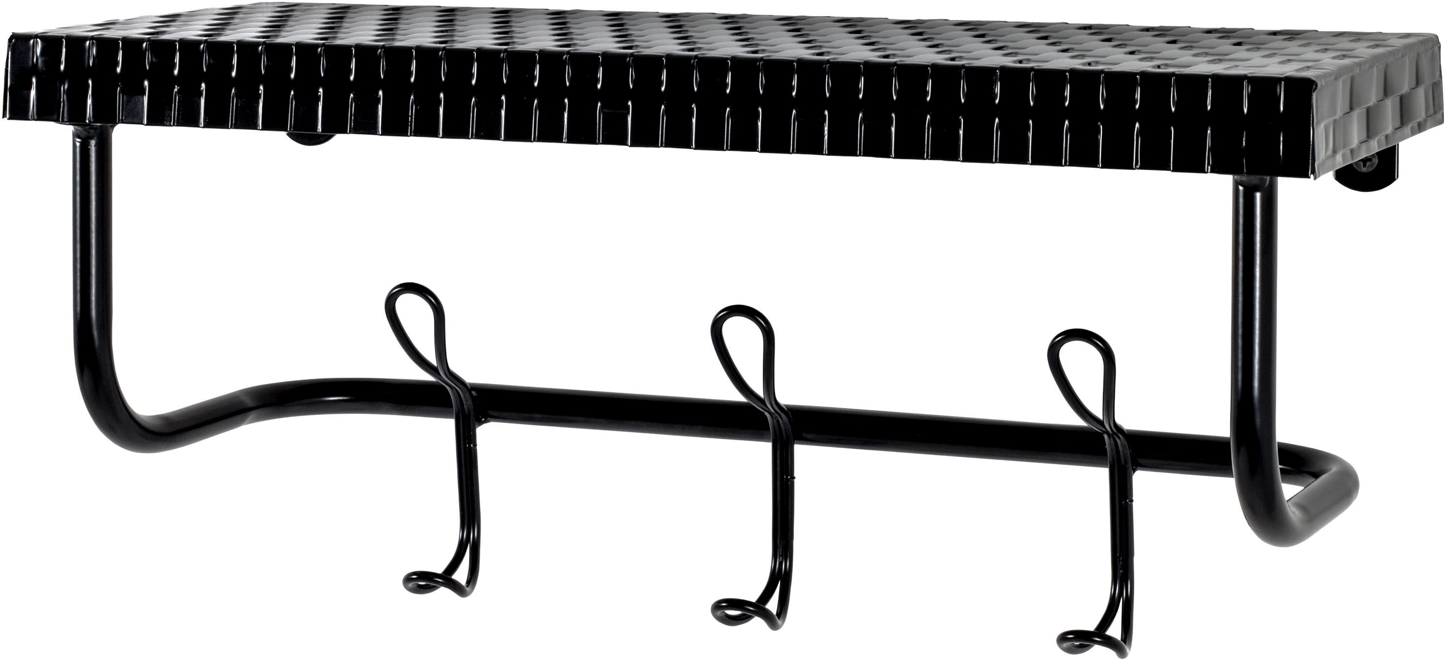 HAKU Garderobenleiste Flurgarderobe, Garderobe, Garderobenhaken, Garderobenleiste, rechteckig - aus Metall Schwarz - B/T/H 42/16/19 cm
