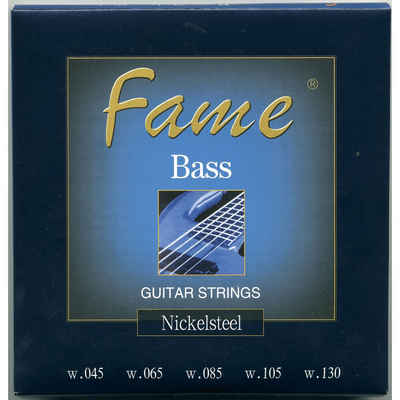 FAME Saiten, (5er Bass Saiten Set, 45-130 Nickel Plated Steel, Light Stärke, Roundwound, Longscale, Perfekt für 5-Saiter E-Bass), Bass Saiten Set, 5-Saiter E-Bass, Nickel Plated Steel
