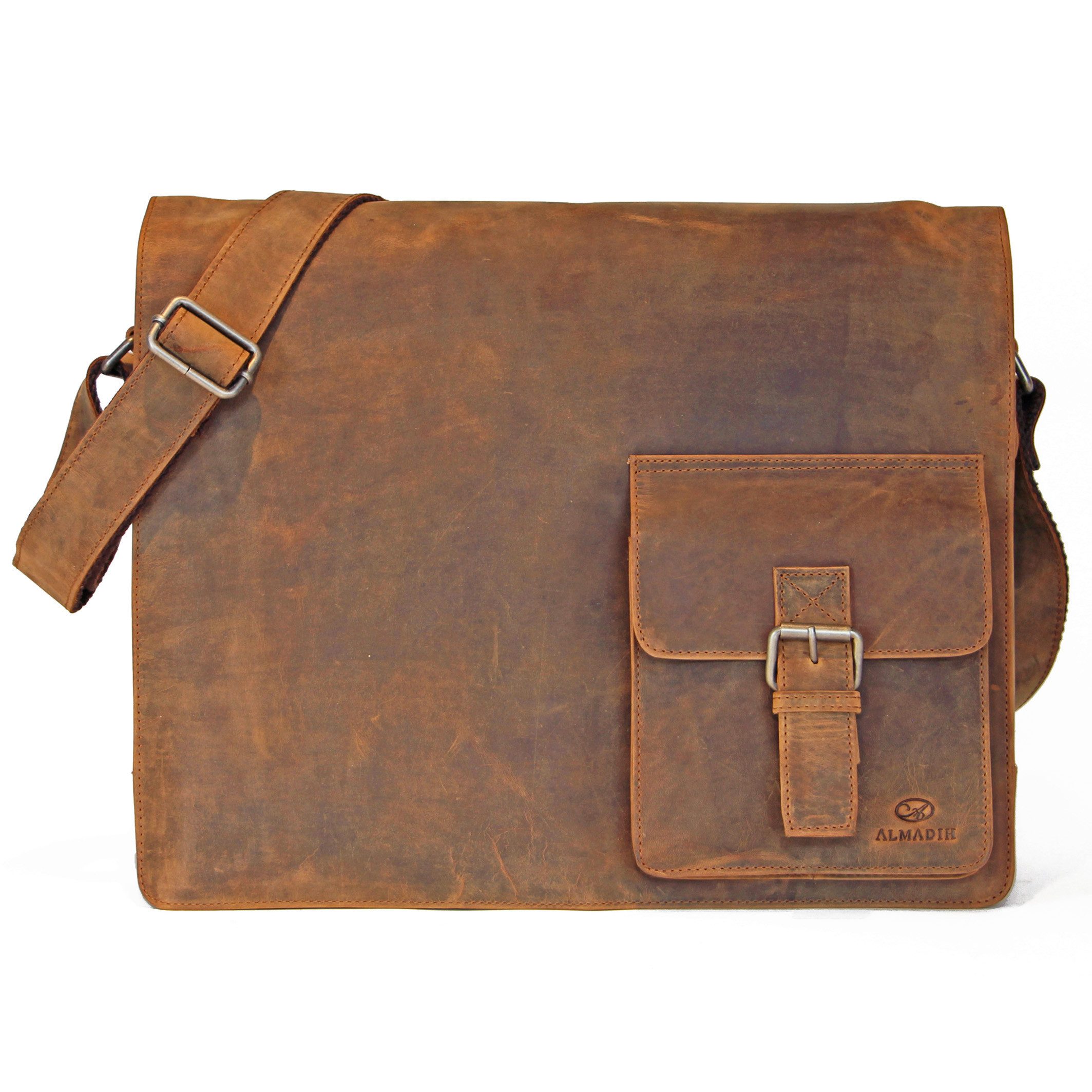 Umhängetasche Leder Umhängetasche LOGAN Ledertasche Laptoptasche Aktentasche Braun