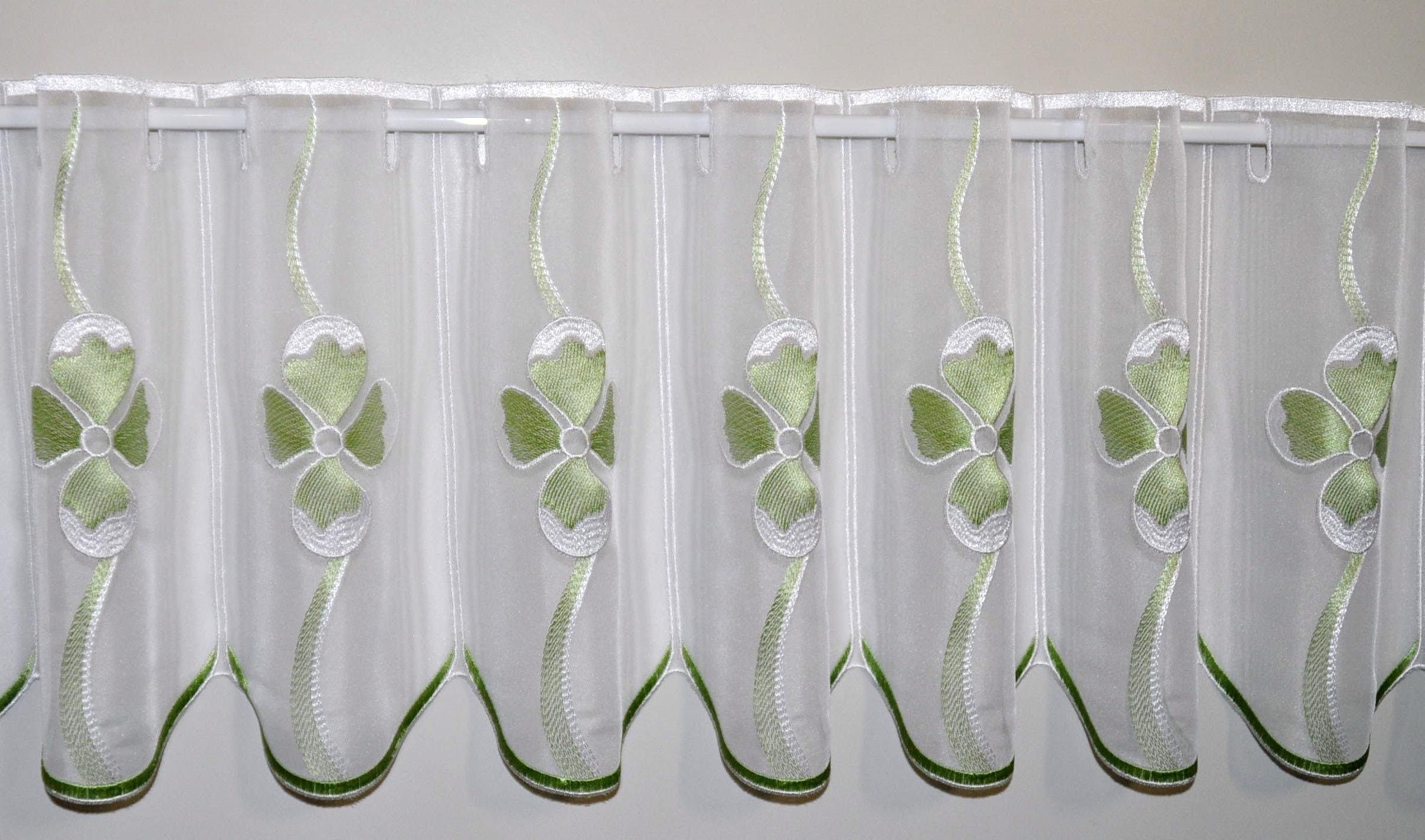 Stickereien Plauen Scheibengardine Glasgow (1 St), Stangendurchzug, transparent, Voile