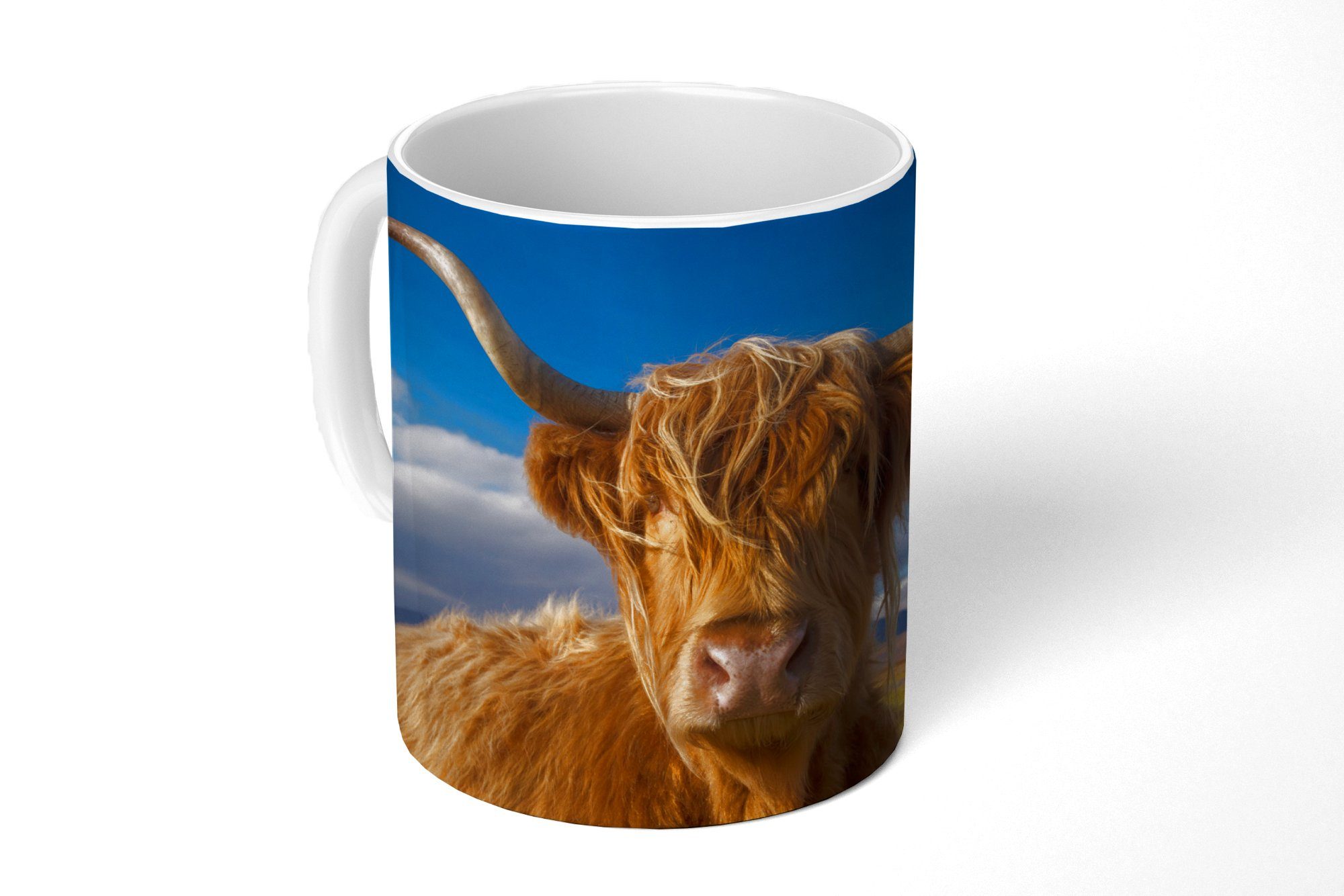 MuchoWow Tasse Schottische Highlander - Tiere - Gras, Keramik, Kaffeetassen, Teetasse, Becher, Teetasse, Geschenk