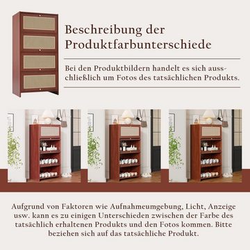 REDOM Sideboard Standschrank, Schuhschrank, Rattan, praktischer Stauraum, Eckschrank