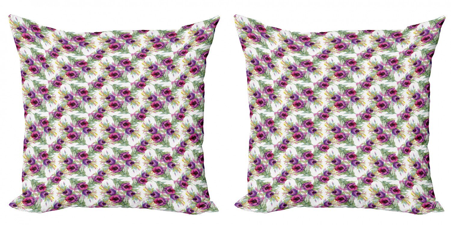 Kissenbezüge Modern Accent Doppelseitiger Digitaldruck, Abakuhaus (2 Stück), Blumen Aquarell Blumenstrauß Blätter