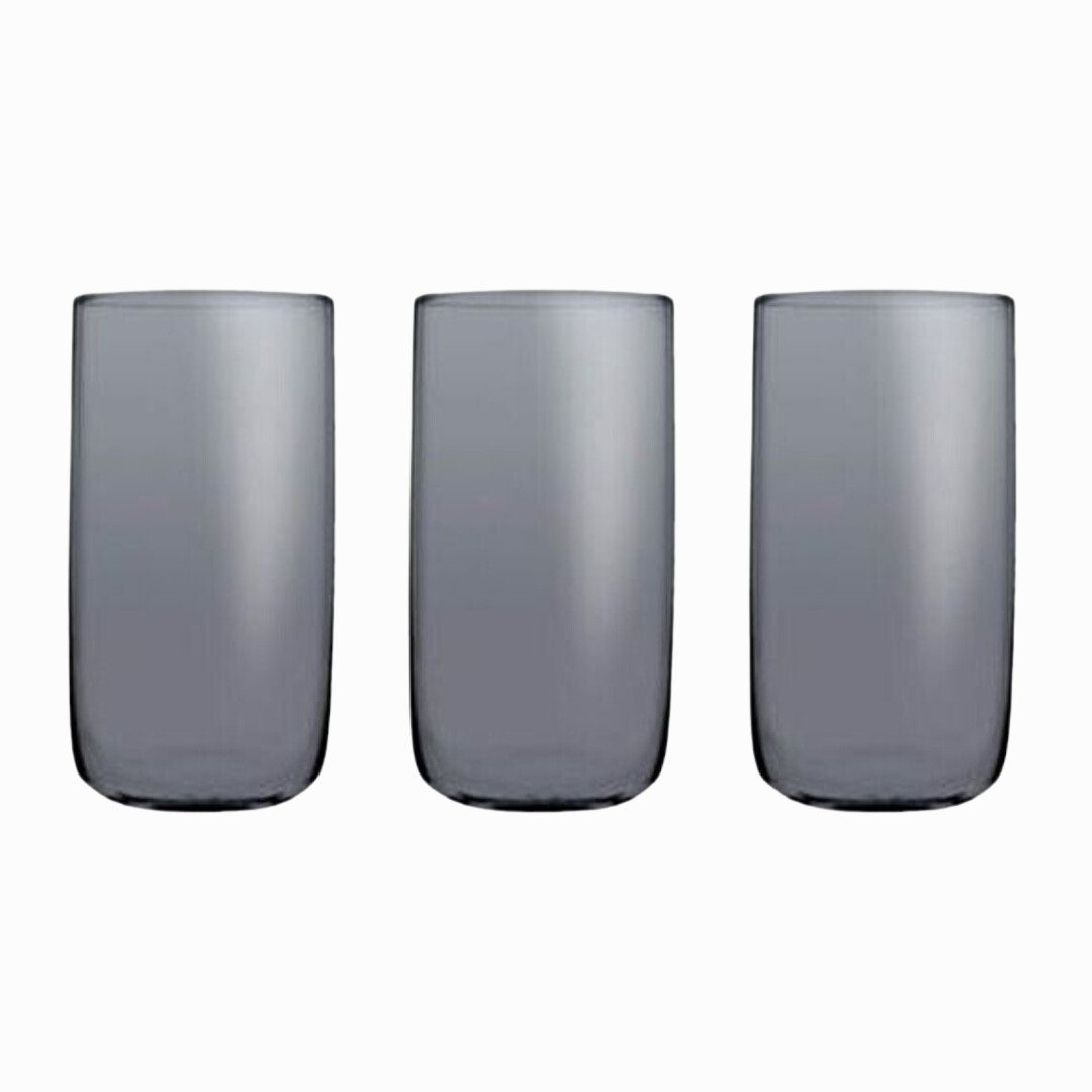 Pasabahce Glas Iconic Grau Set Glas, Trinkglas, 3er